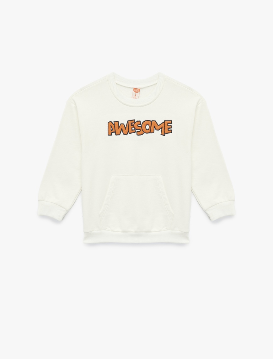  Erkek Bebek Uzun Kollu Bisiklet Yaka Şardonlu Pamuklu Sweatshirt