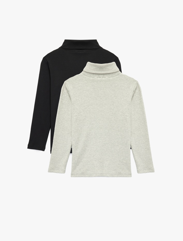 Kız Çocuk Uzun Kollu Balıkçı Yaka 2'li Kaşkorse Tişört Seti