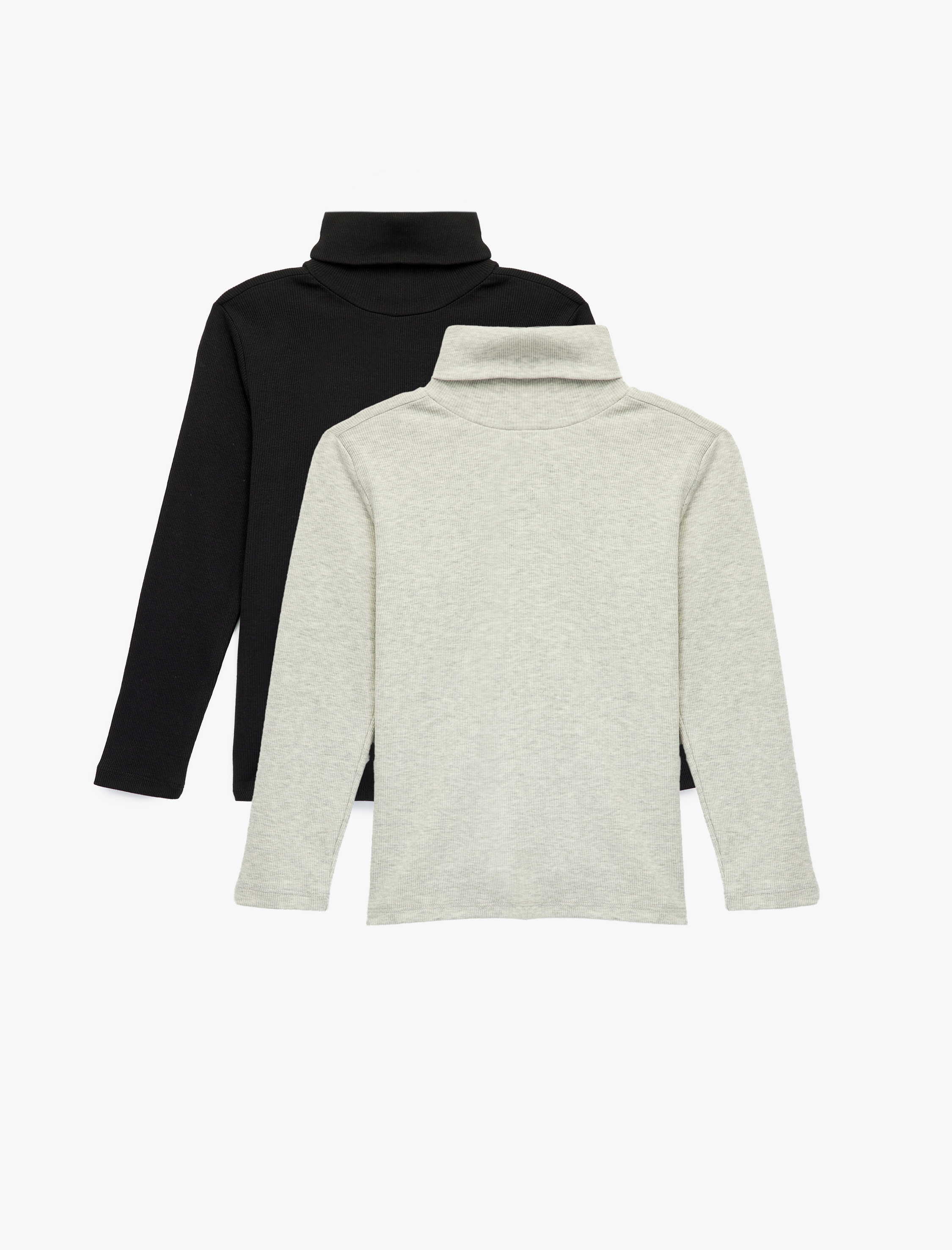 Kız Çocuk Uzun Kollu Balıkçı Yaka 2'li Kaşkorse Tişört Seti