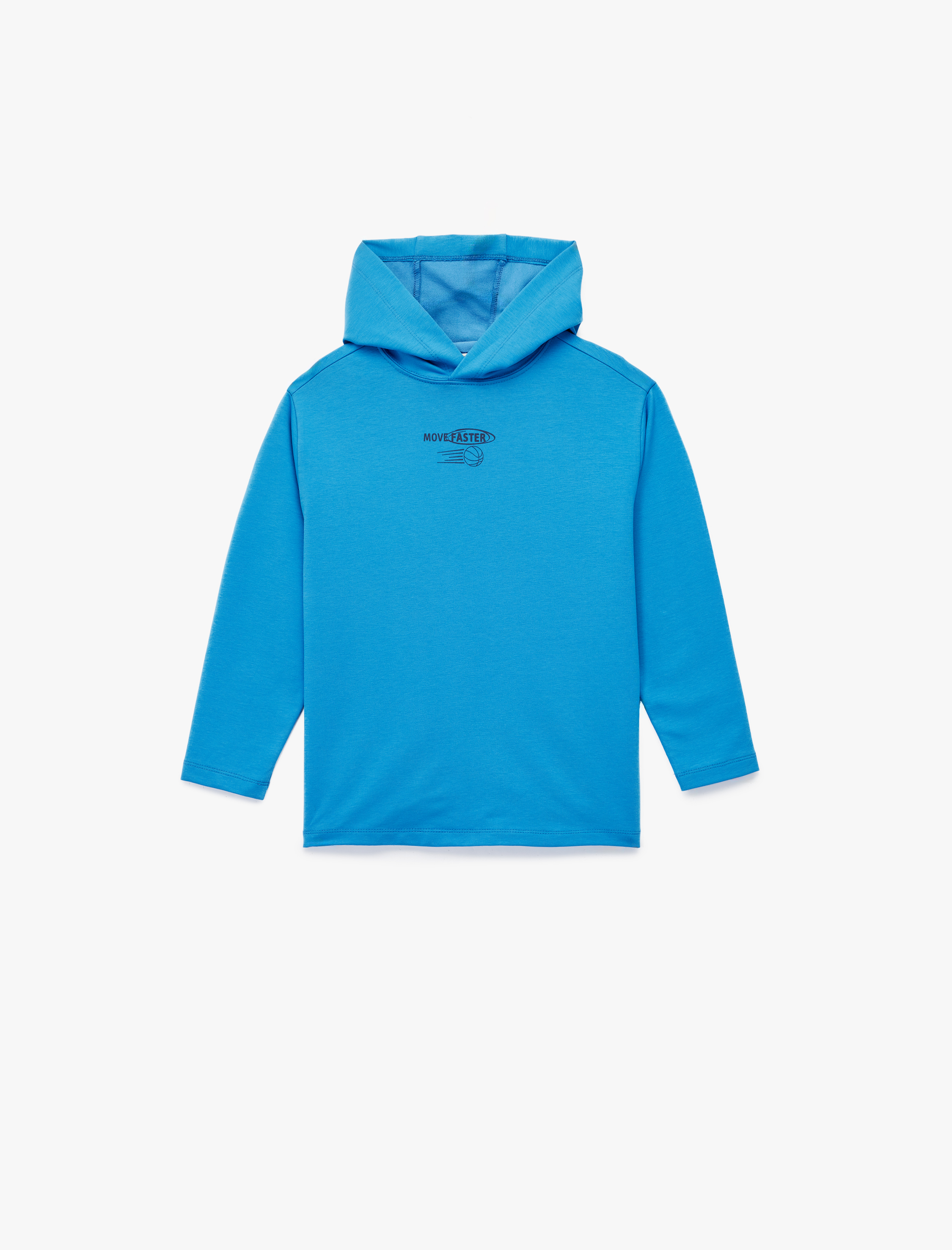 Erkek Çocuk Pamuklu Uzun Kollu Baskılı Kapşonlu Sweatshirt