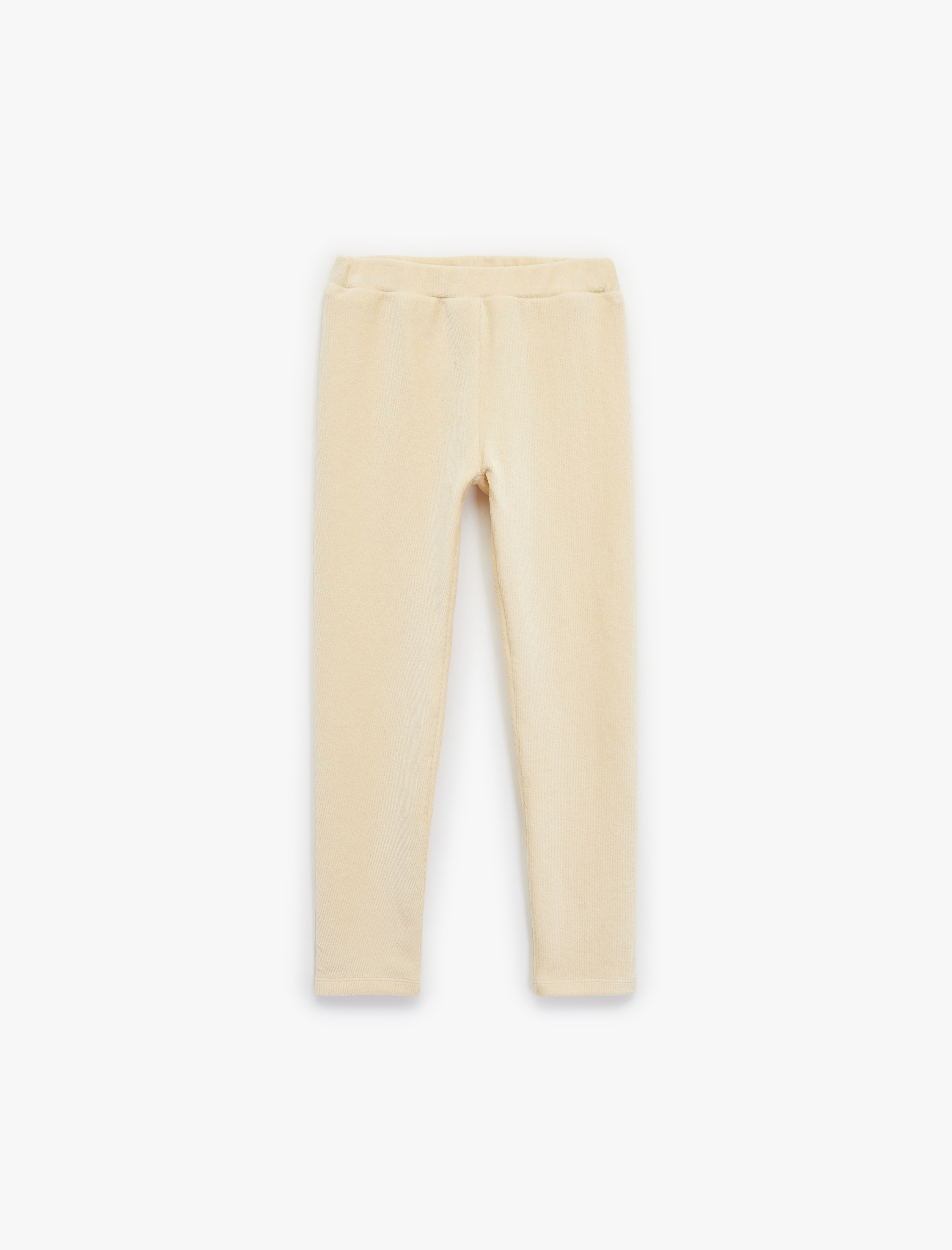  Kız Çocuk Beli Lastikli Yüksek Bel Basic Kadife Tayt