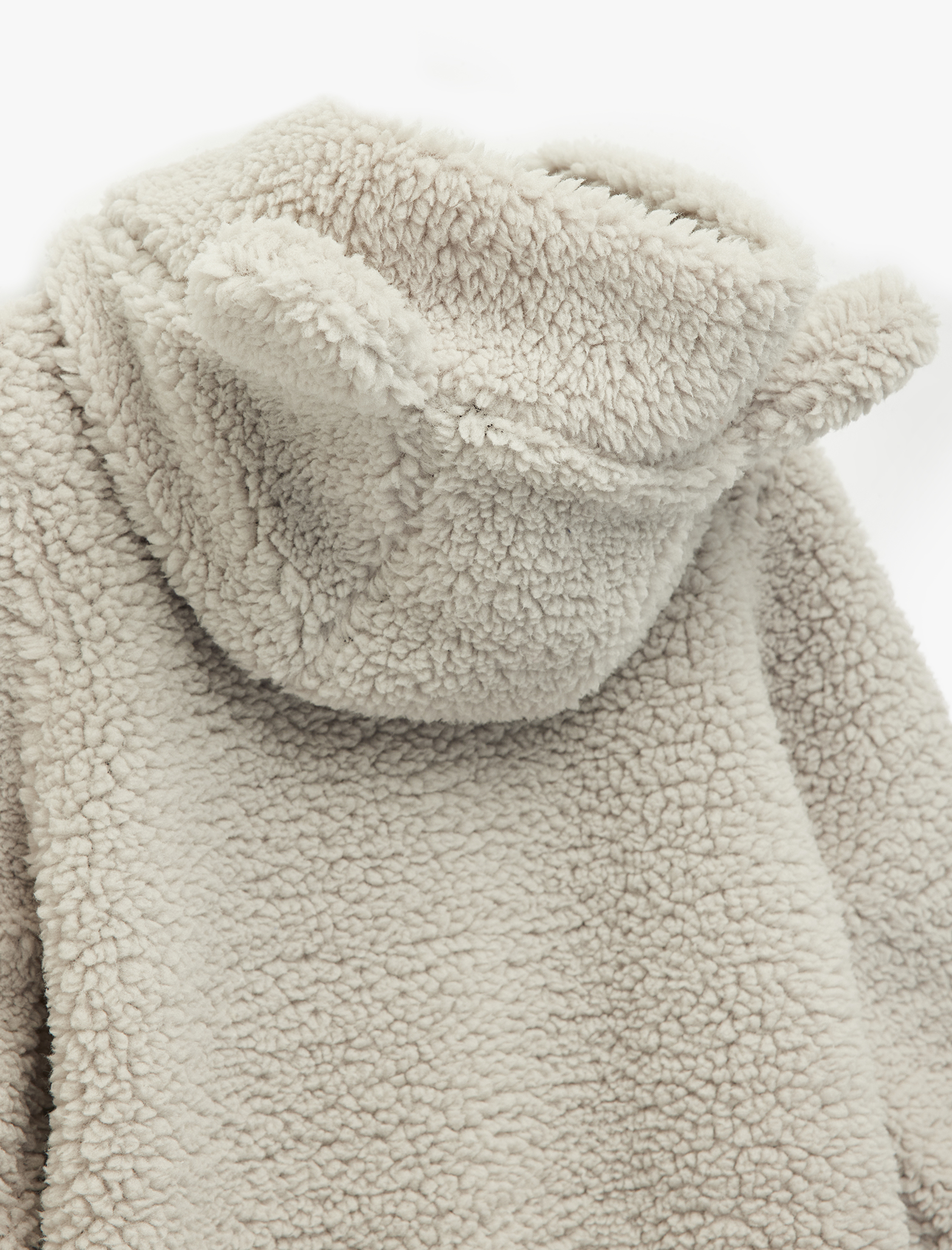  Erkek Bebek Fermuarlı Kapşonlu Uzun Kollu Polar Tulum