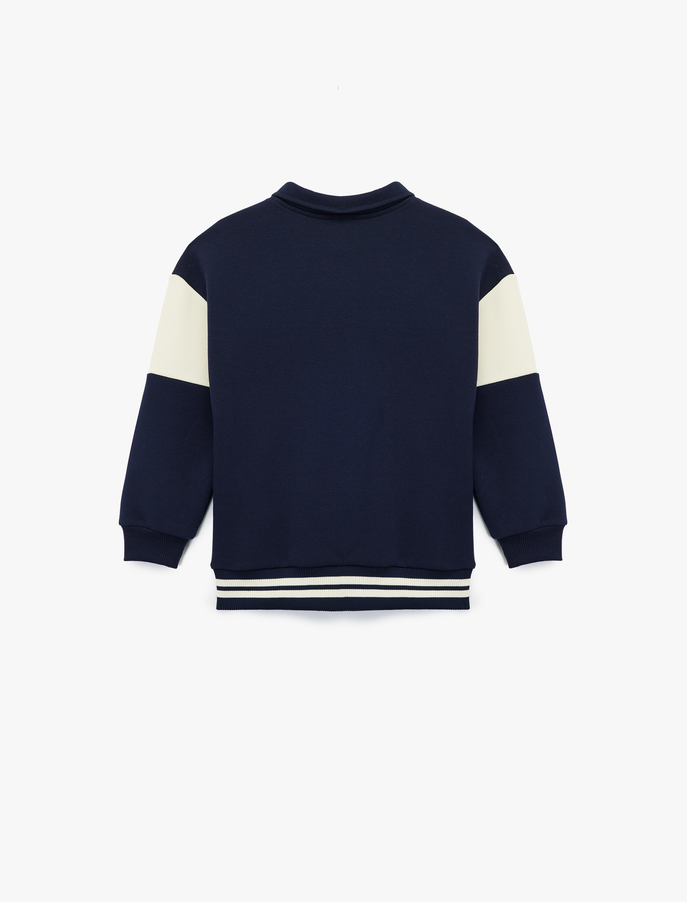  Erkek Çocuk Şardonlu Uzun Kollu Fermuar Detaylı Polo Yaka Sweatshirt