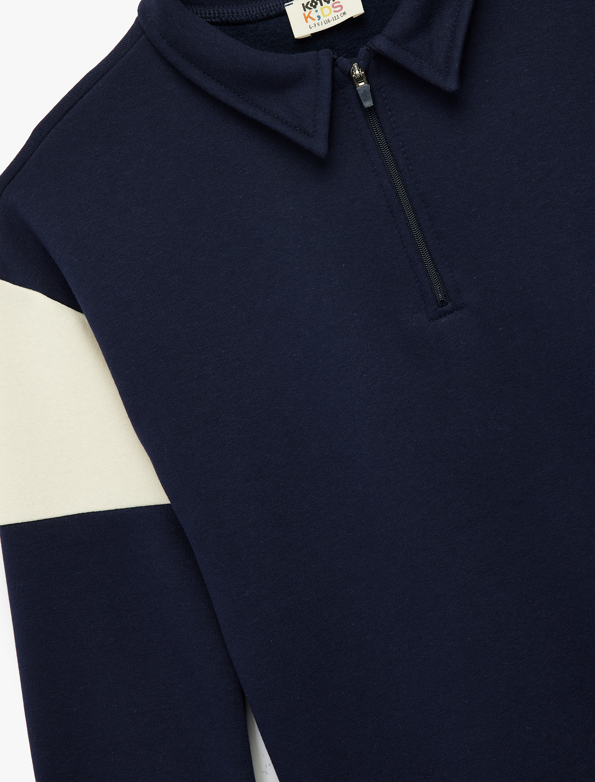  Erkek Çocuk Şardonlu Uzun Kollu Fermuar Detaylı Polo Yaka Sweatshirt