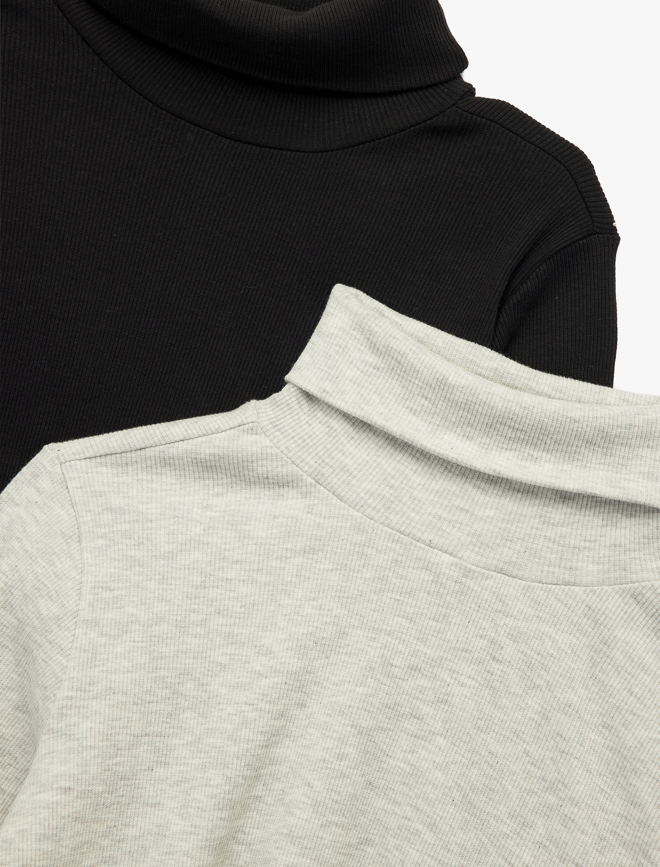 Kız Çocuk Uzun Kollu Balıkçı Yaka 2'li Kaşkorse Tişört Seti