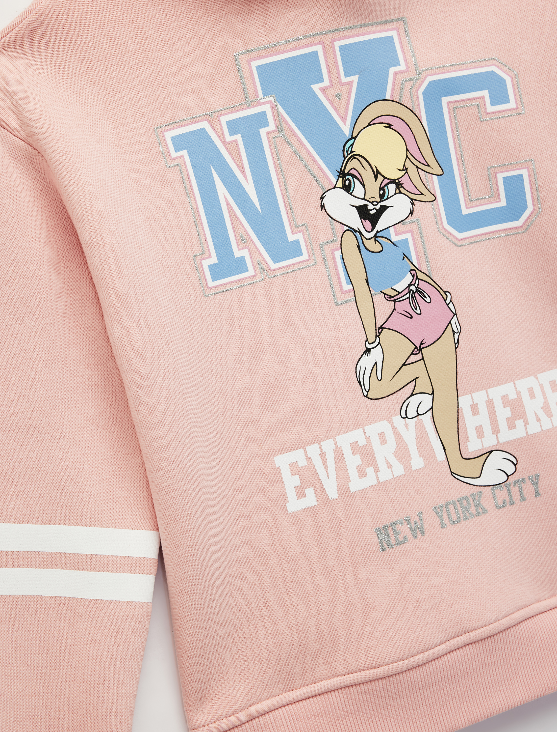  Kız Çocuk Lisanslı Lola Bunny Baskılı Uzun Kollu Kapşonlu Sweatshirt