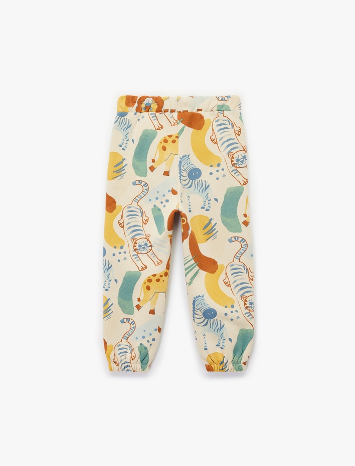 Erkek Bebek Şardonlu Hayvanlar Baskılı Jogger Eşofman Altı