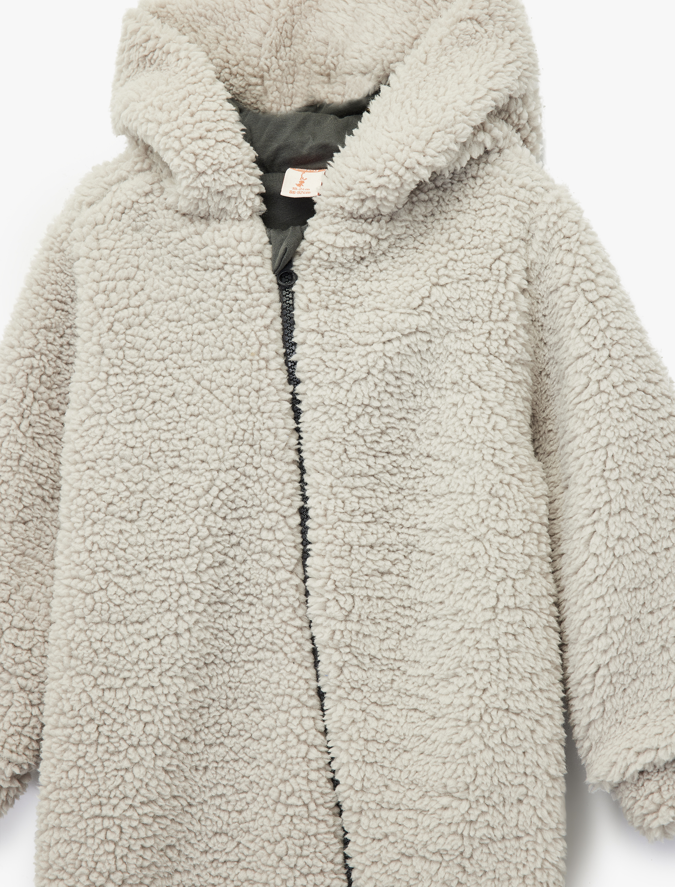  Erkek Bebek Fermuarlı Kapşonlu Uzun Kollu Polar Tulum