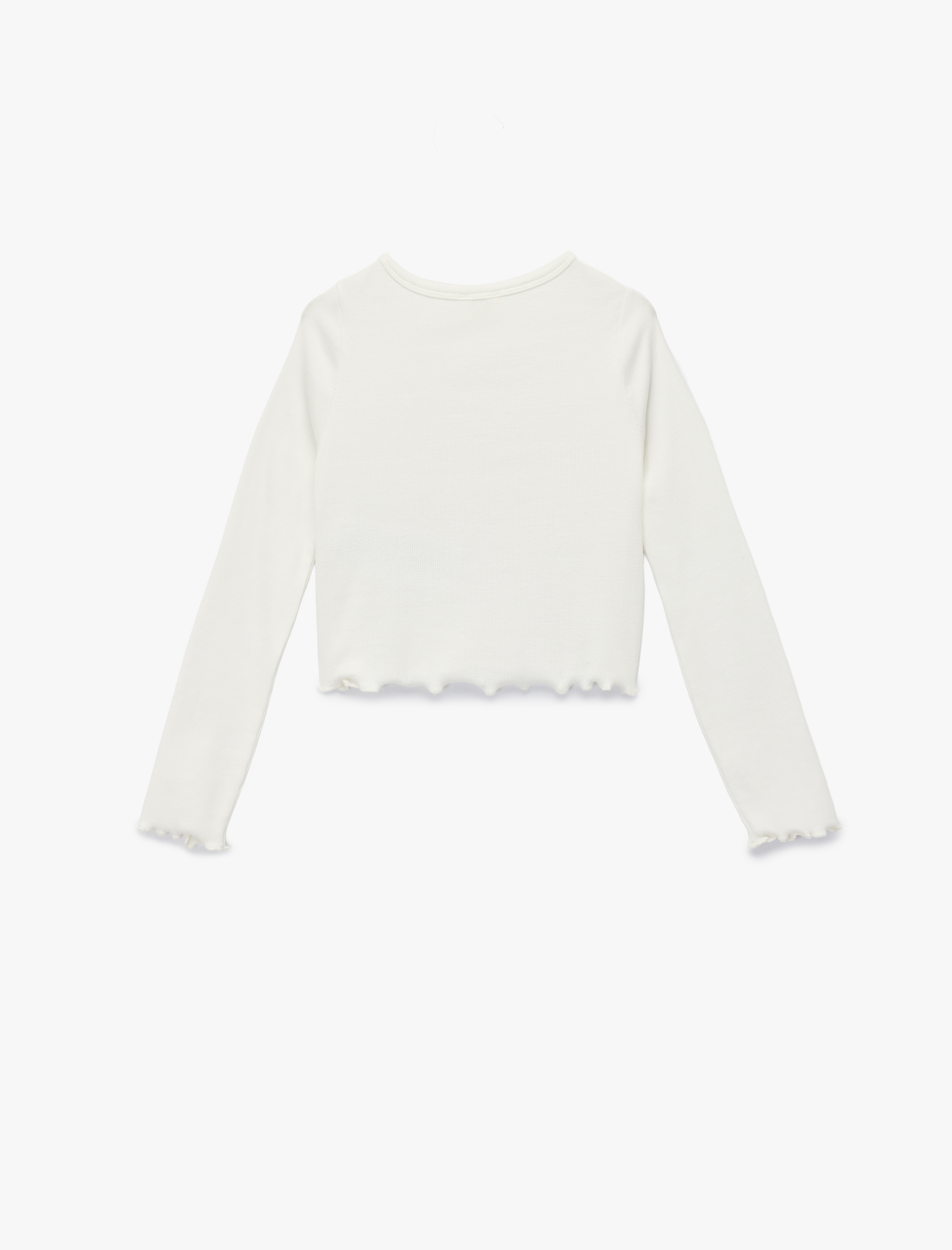  Kız Çocuk Baskılı Bisiklet Yaka Pamuklu Uzun Kollu Tişört