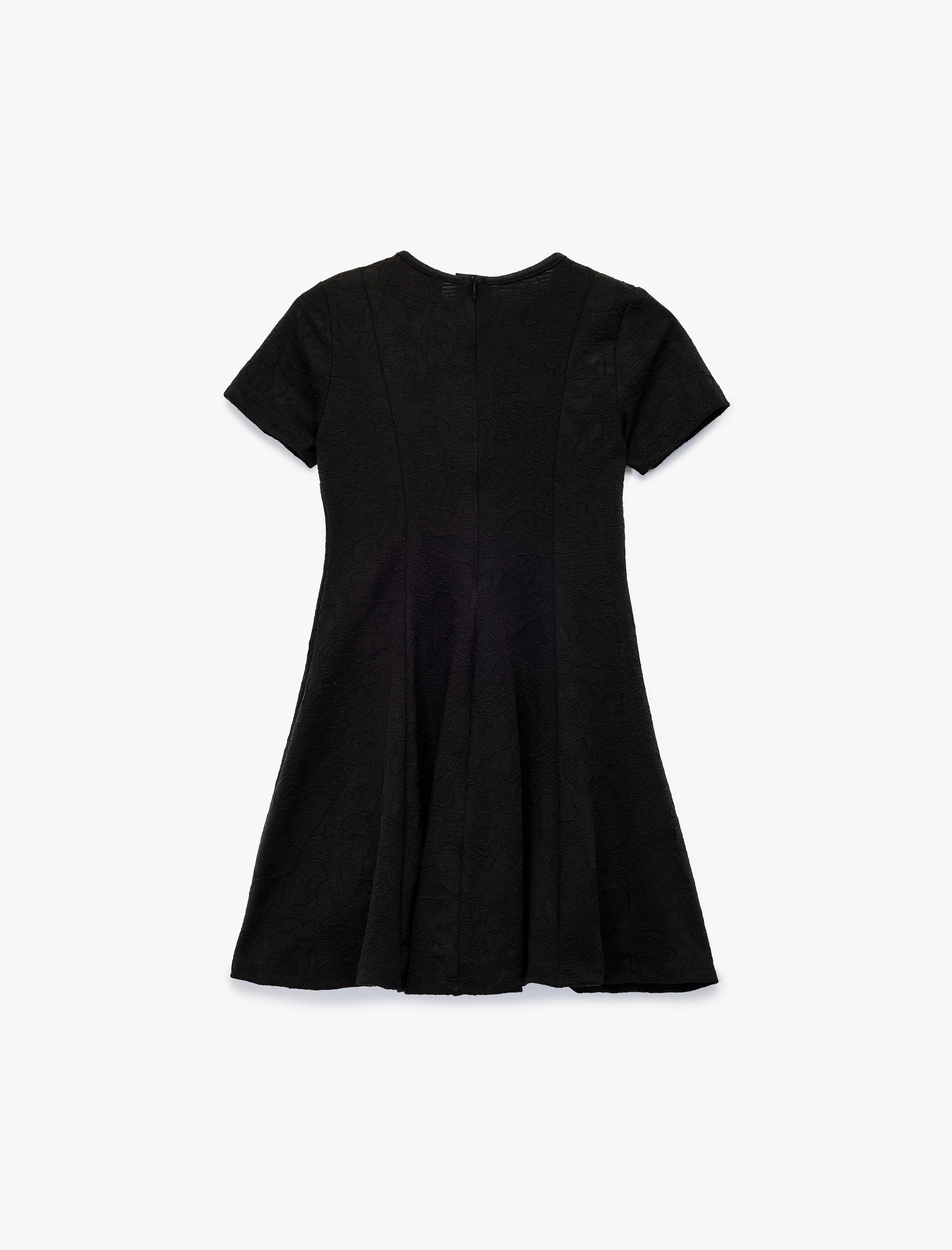  Kız Çocuk Kısa Kollu Bisiklet Yaka Pileli Basic Elbise