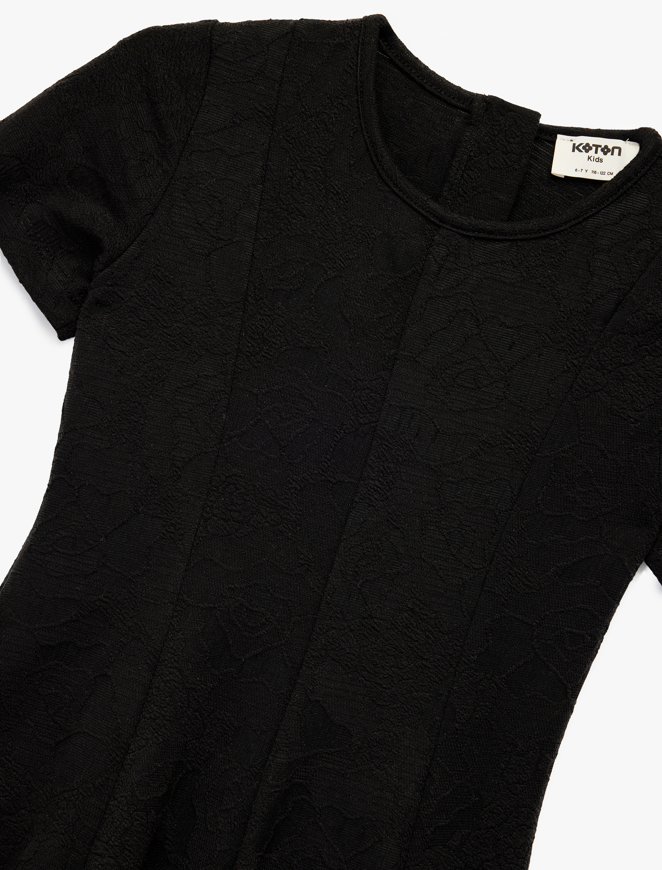  Kız Çocuk Kısa Kollu Bisiklet Yaka Pileli Basic Elbise