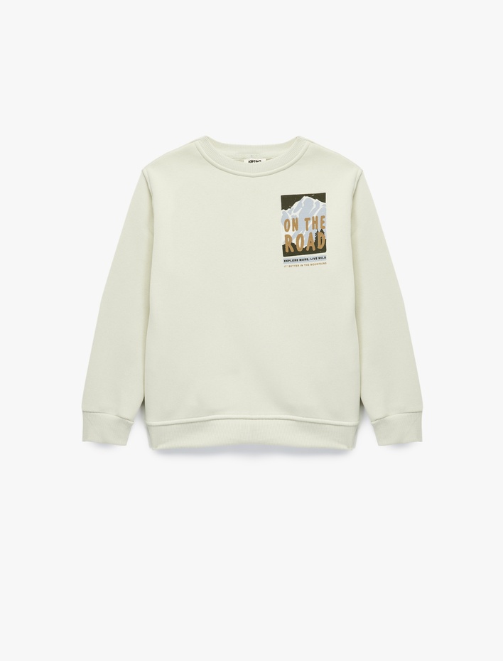 Erkek Çocuk Uzun Kollu Bisiklet Yaka Şardonlu Baskılı Sweatshirt