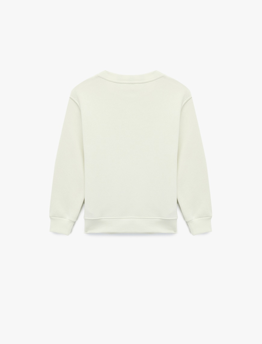  Erkek Çocuk Şardonlu Uzun Kollu Bisiklet Yaka Baskılı Sweatshirt