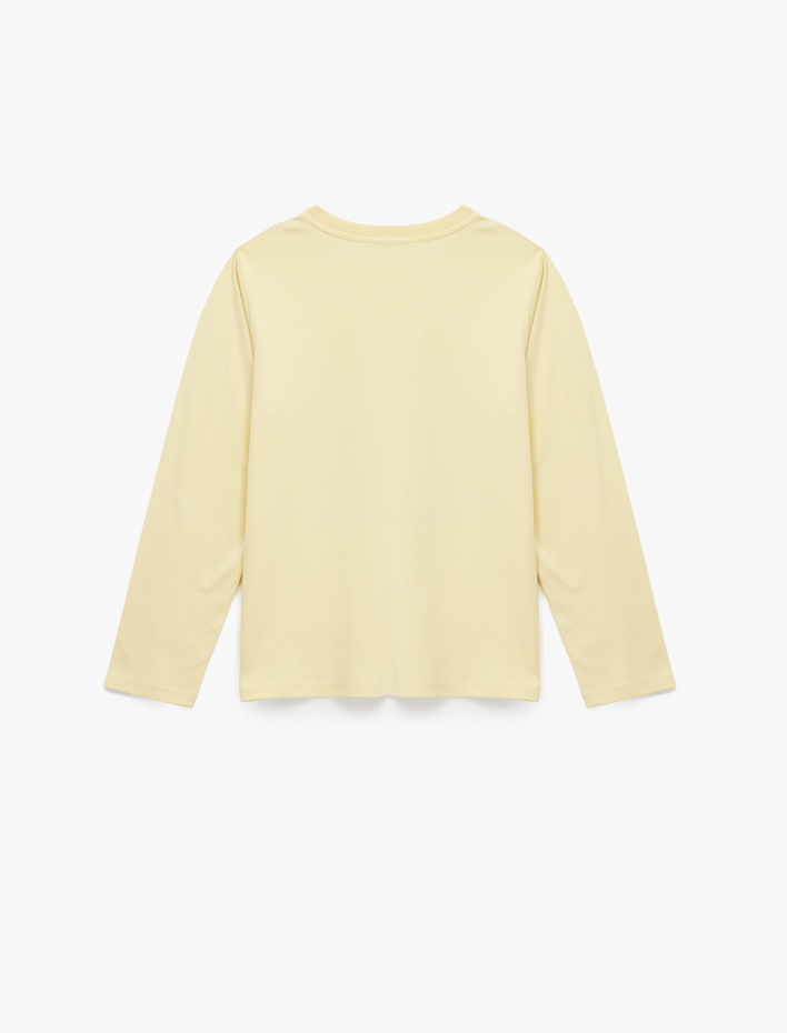 Kız Çocuk Pamuklu Uzun Kollu Bisiklet Yaka Anime Baskılı Tişört