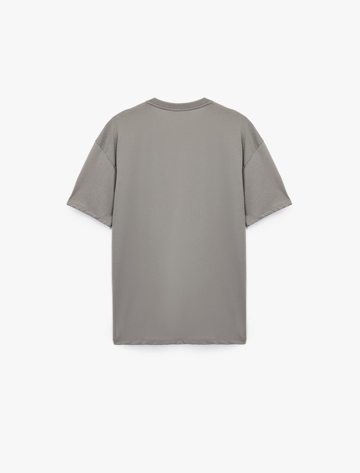  Kısa Kollu Bisiklet Yaka Kiraz Baskılı Oversize Tişört