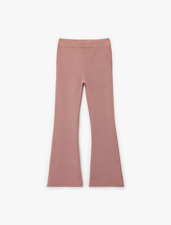 Kız Çocuk Beli Lastikli Dar Kalıp Basic İspanyol Paça Pantolon