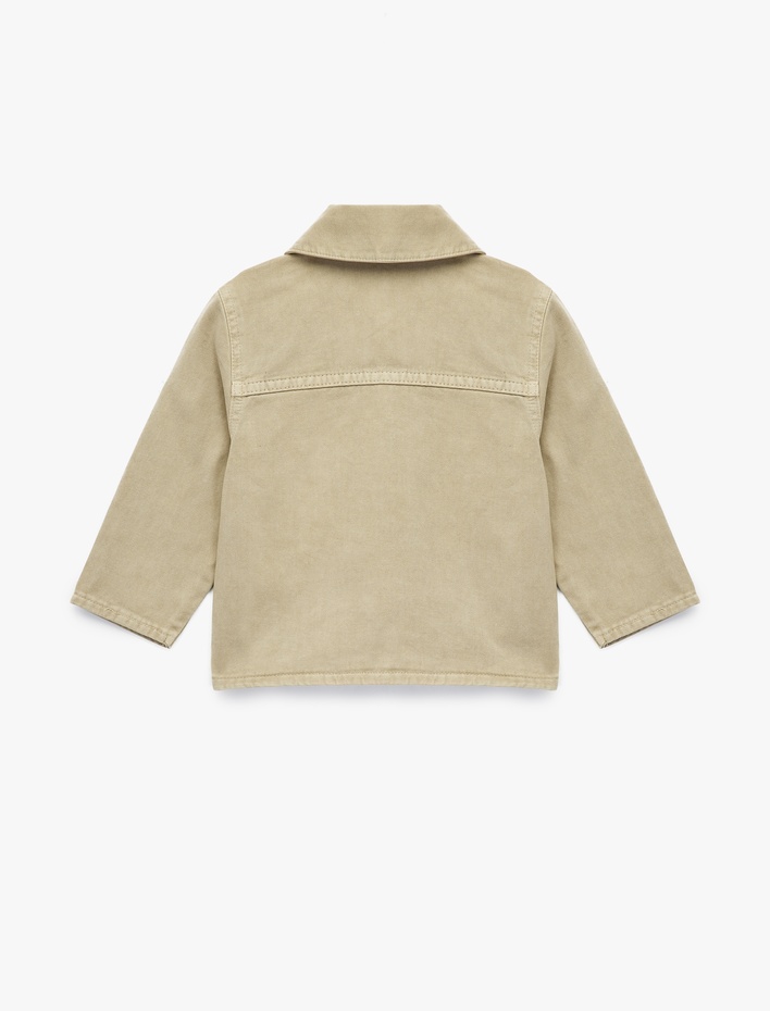 Erkek Bebek Pamuklu Uzun Kollu Klasik Yaka Denim Ceket