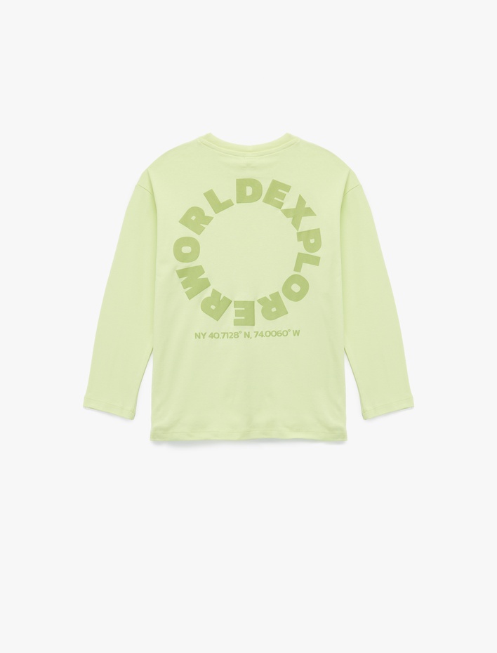 Erkek Çocuk Pamuklu Baskılı Uzun Kollu Bisiklet Yaka Oversize Sweatshirt