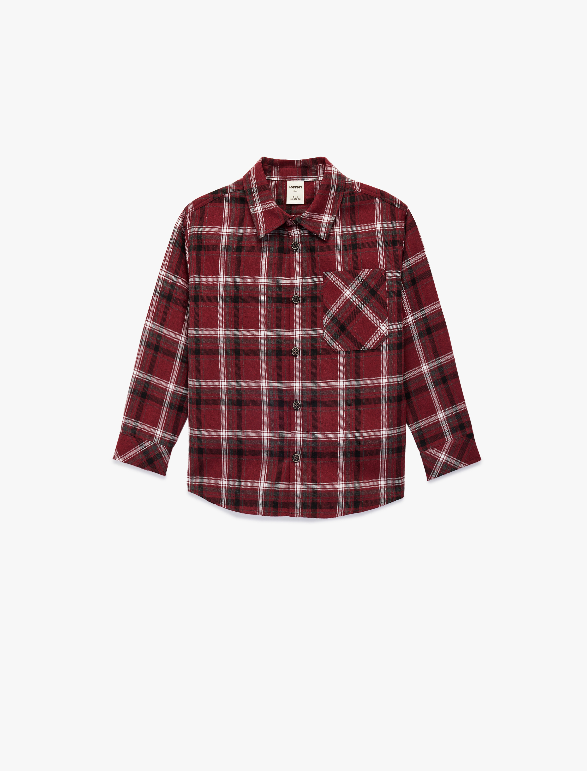  Erkek Bebek Uzun Kollu Tek Cepli Oduncu Gömlek