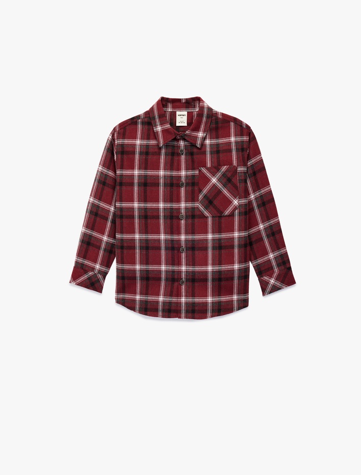 Erkek Bebek Uzun Kollu Tek Cepli Oduncu Gömlek