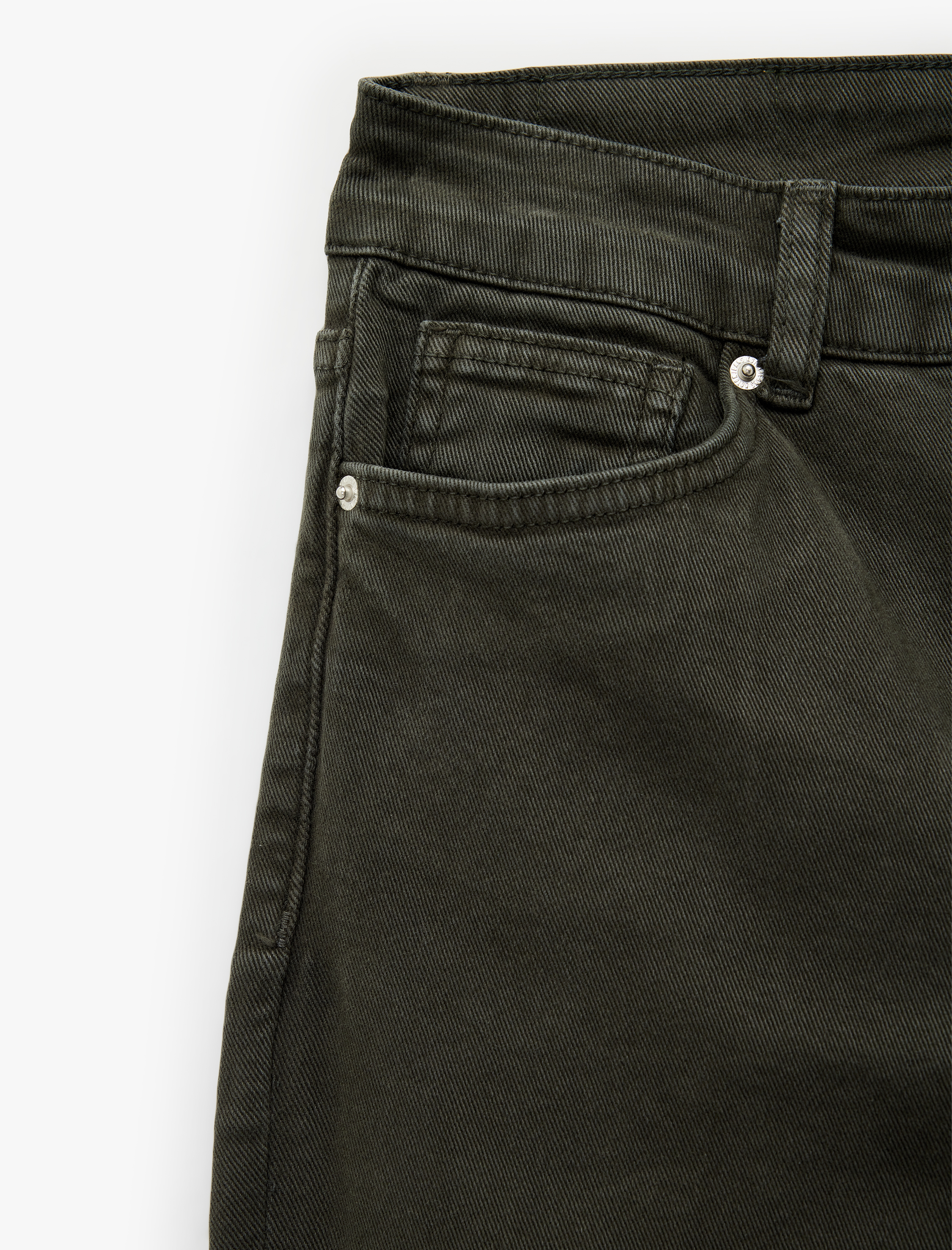   Pamuklu Dar Kalıp Düğmeli Cepli İspanyol Paça Crop Jean Pantolon -  Kick Flare Jeans