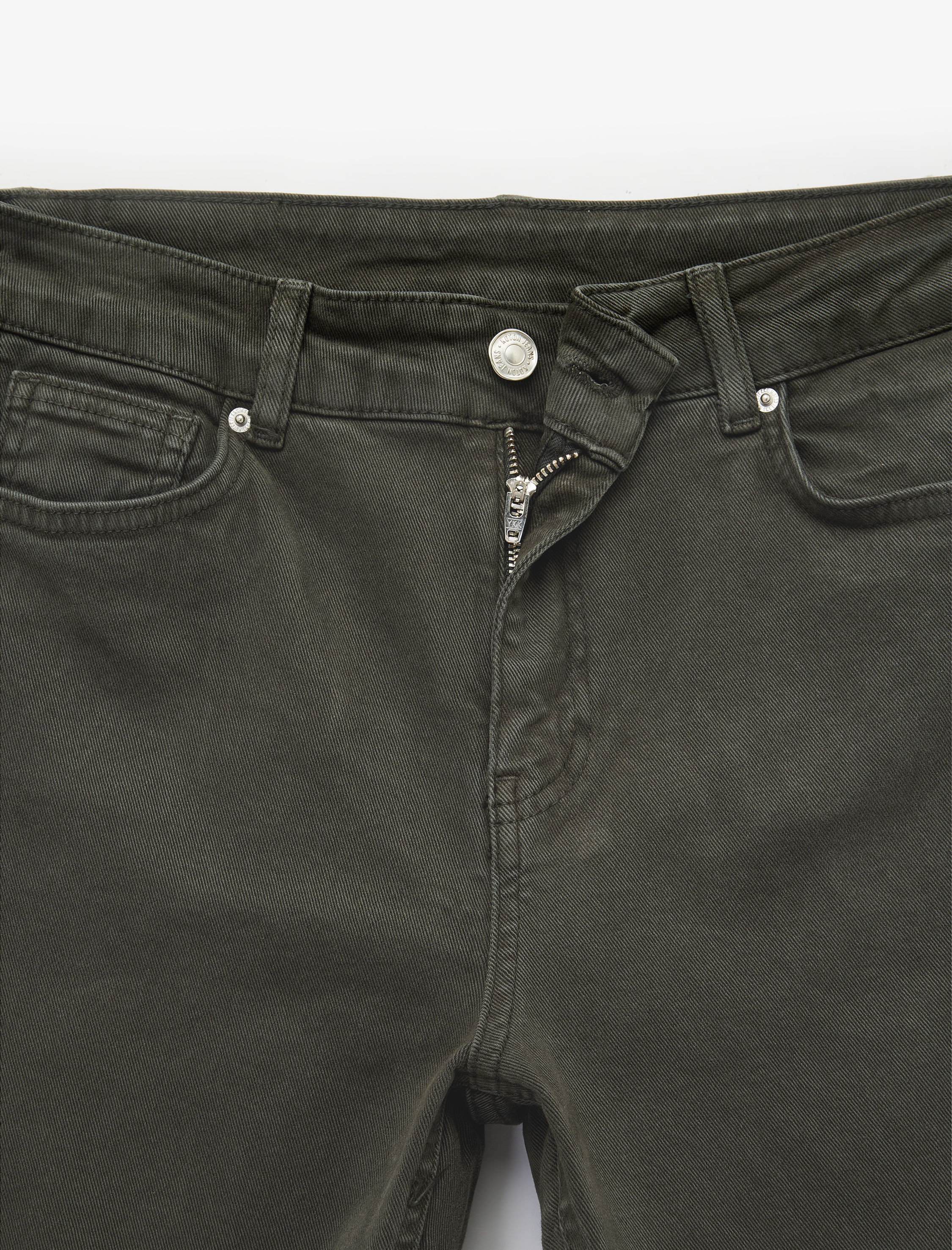   Pamuklu Dar Kalıp Düğmeli Cepli İspanyol Paça Crop Jean Pantolon -  Kick Flare Jeans