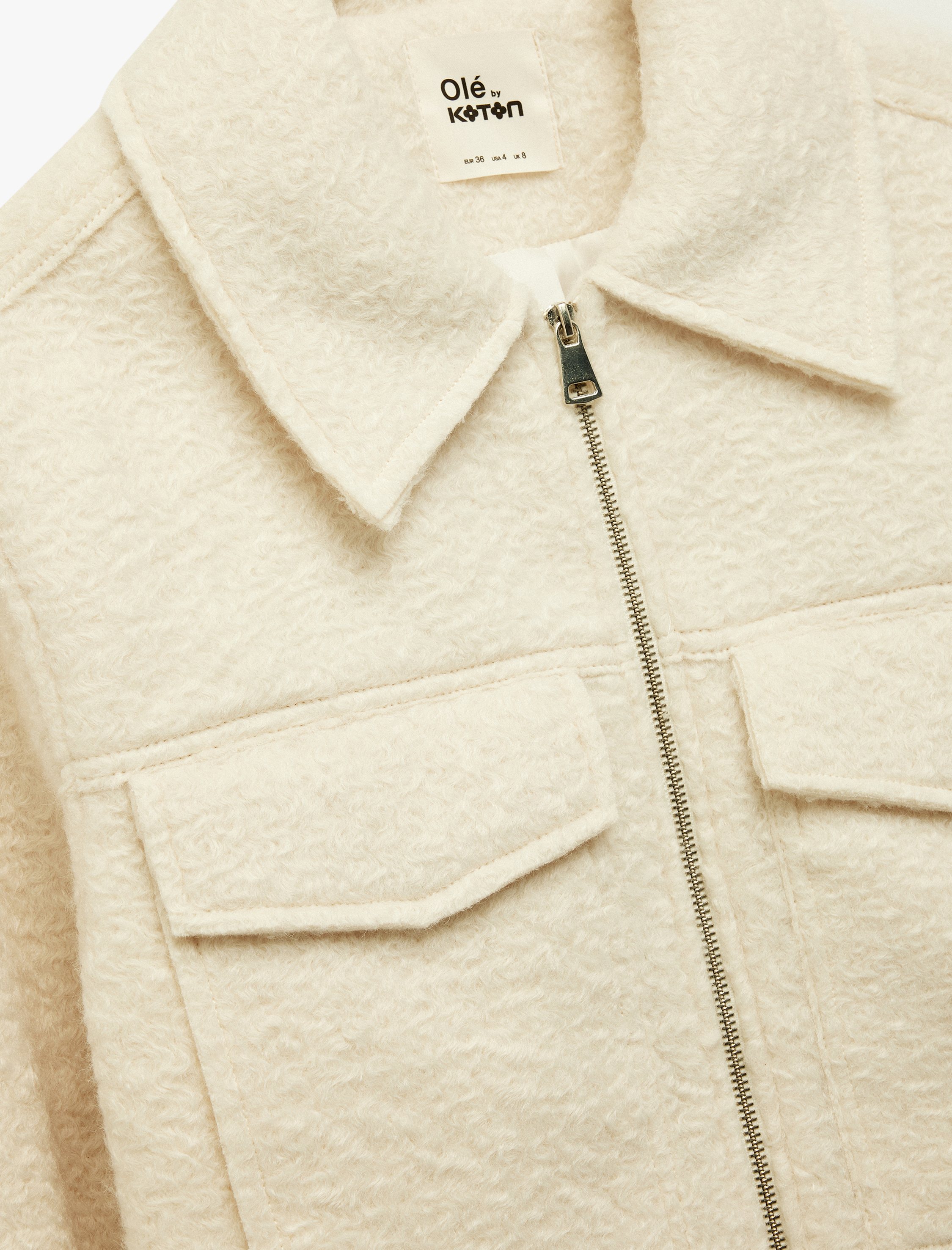   Uzun Kollu Fermuarlı Gömlek Yaka Bomber Mont