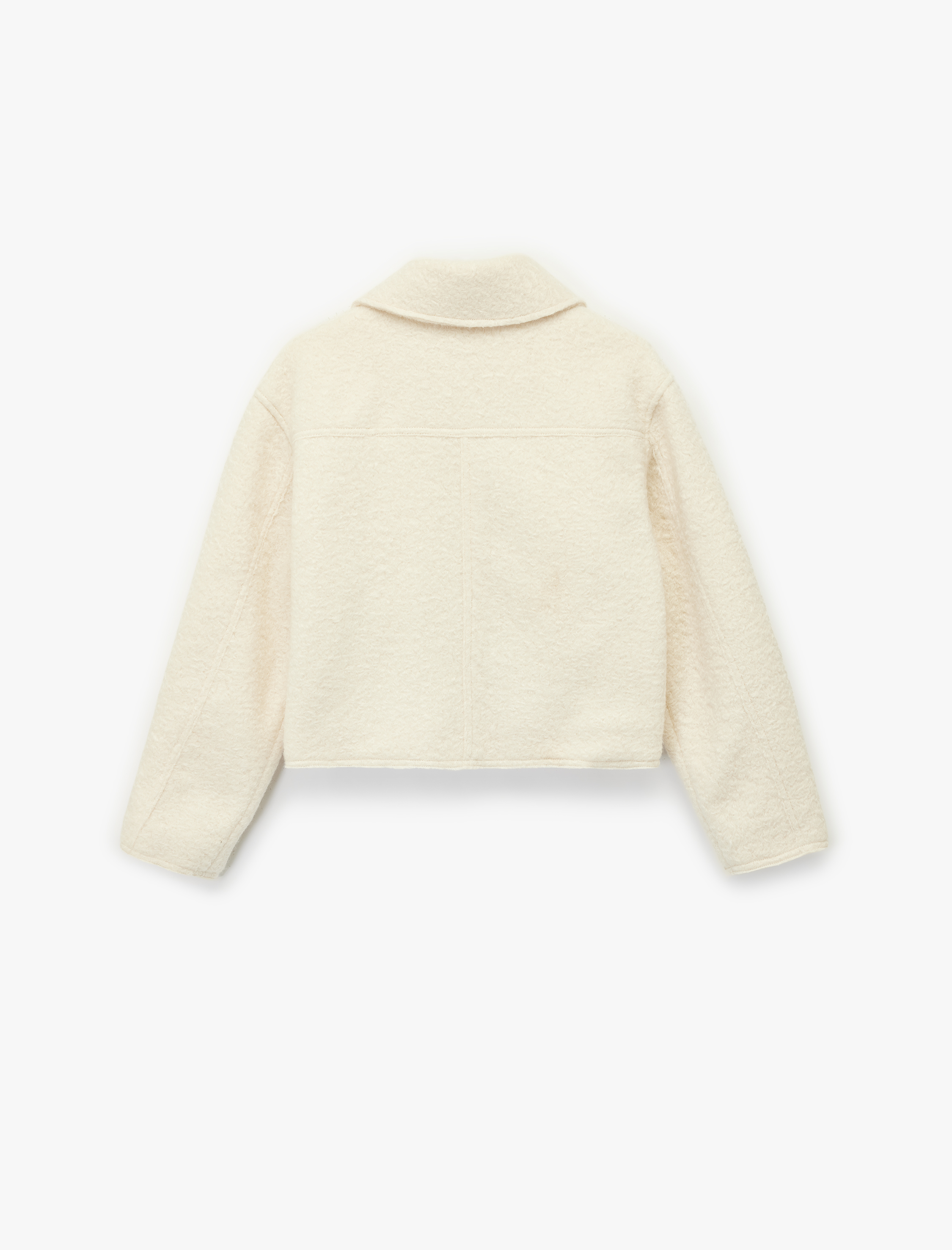   Uzun Kollu Fermuarlı Gömlek Yaka Bomber Mont