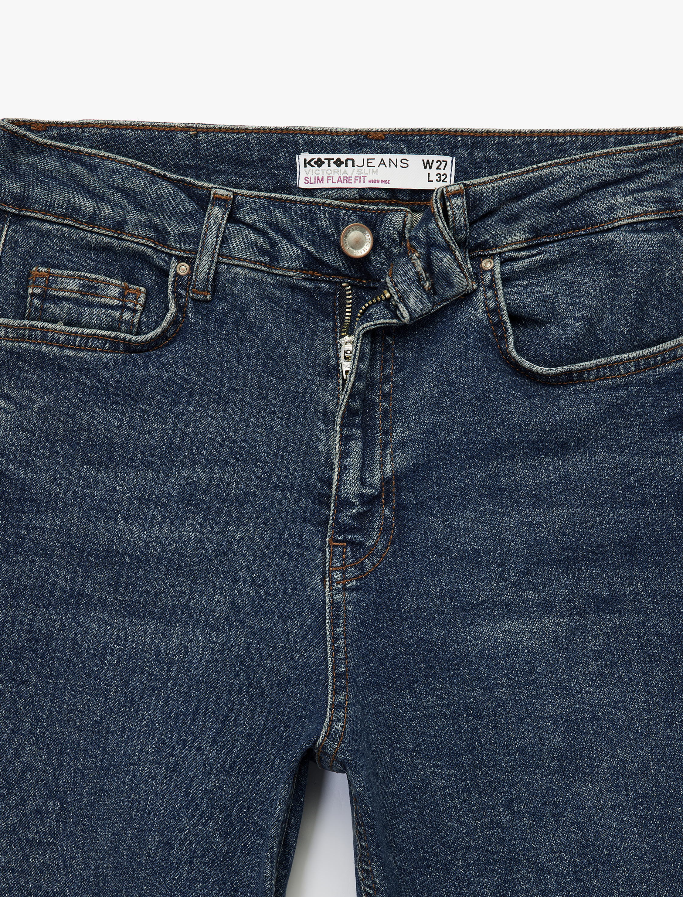   Yüksek Bel Dar Kesim İspanyol Paça Jean Pantolon - Flare Jeans