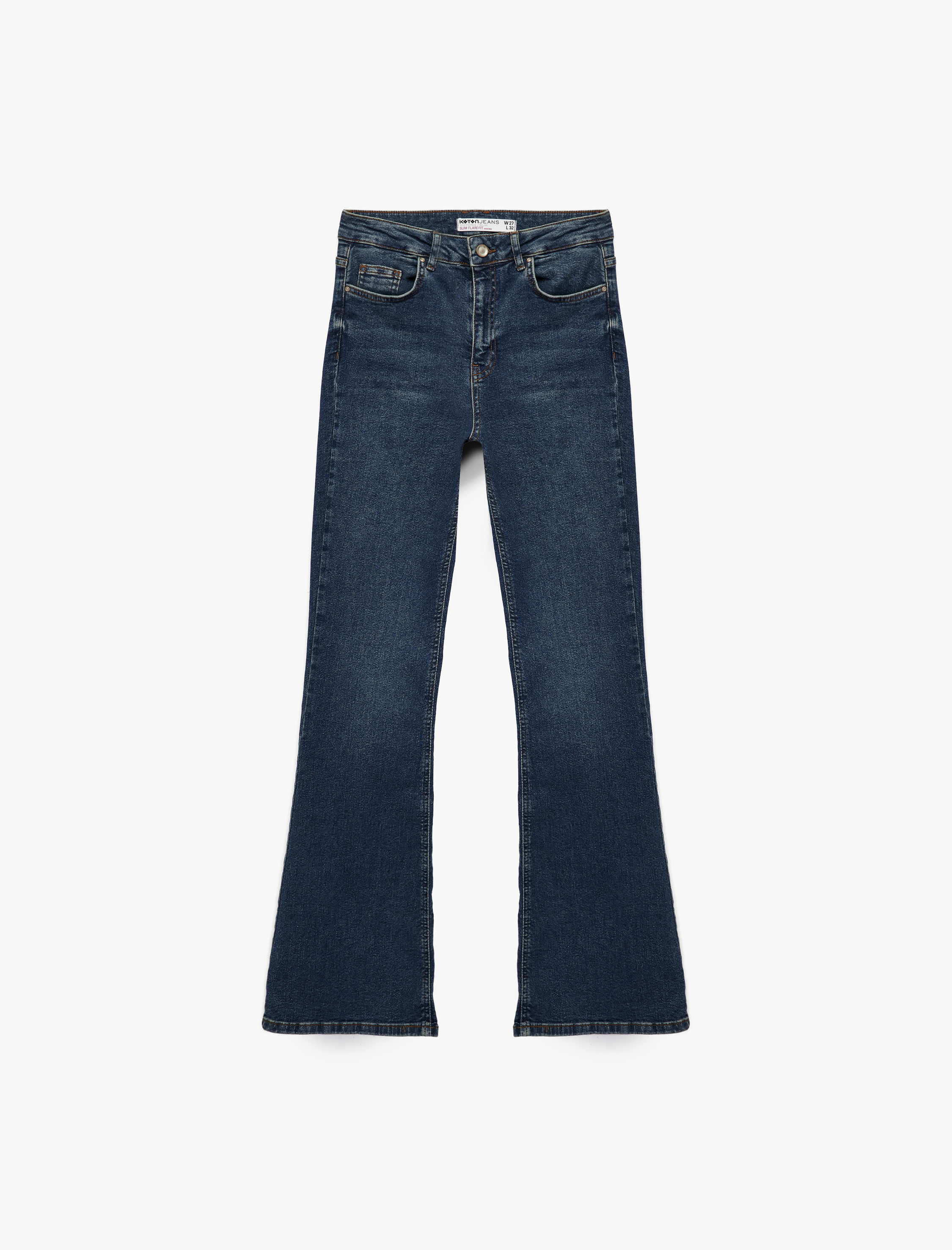   Yüksek Bel Dar Kesim İspanyol Paça Jean Pantolon - Flare Jeans