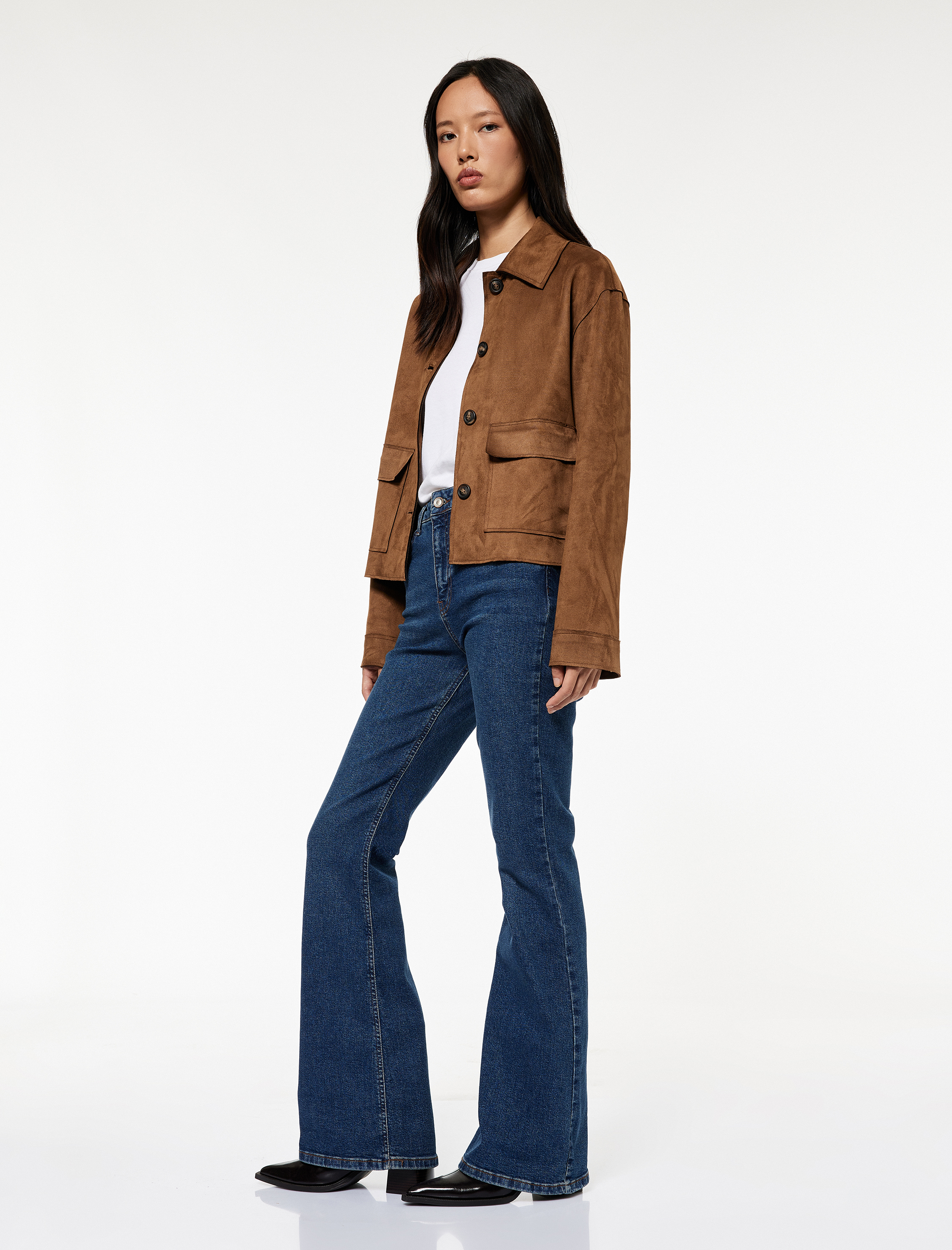   Yüksek Bel Dar Kesim İspanyol Paça Jean Pantolon - Flare Jeans