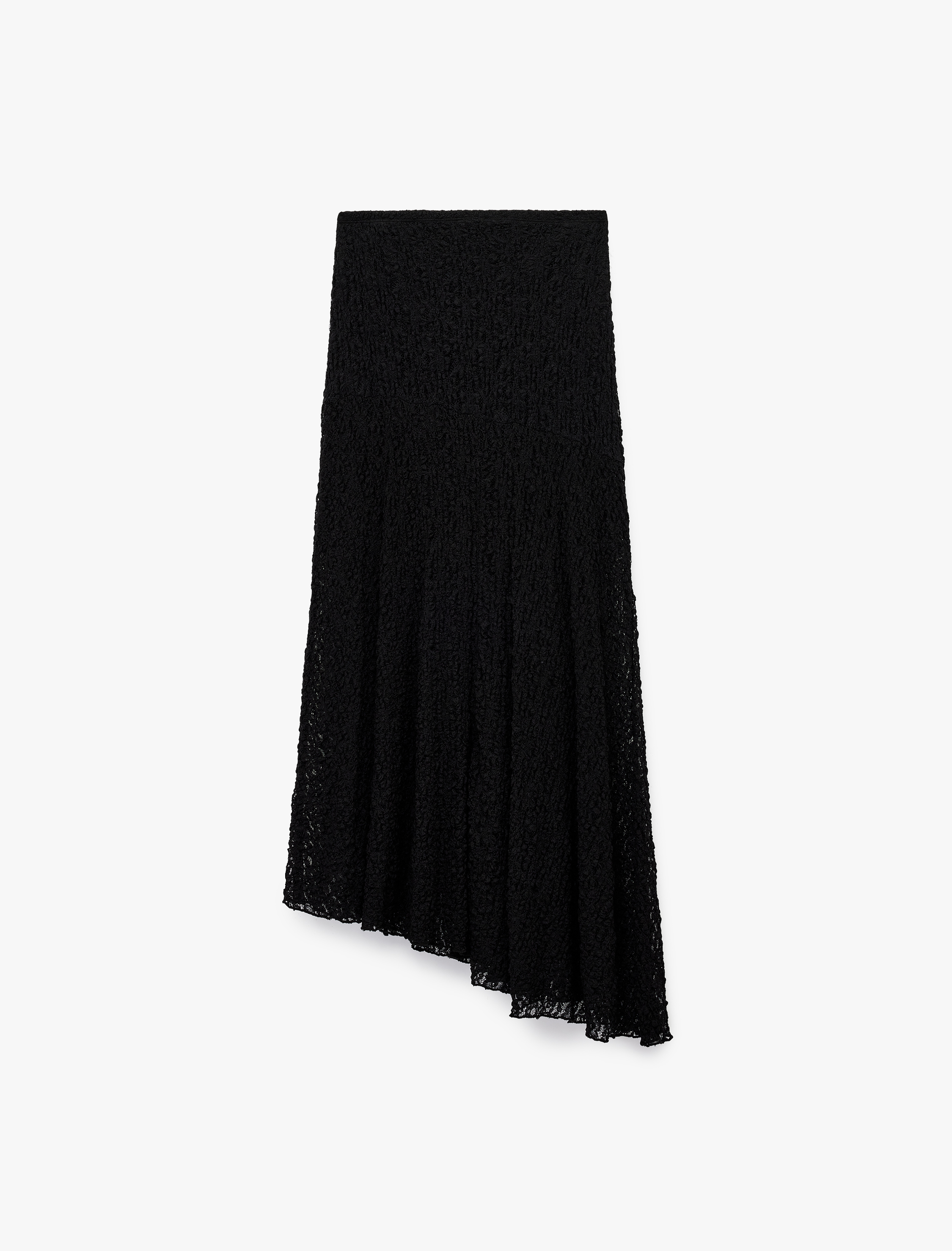   Yüksek Bel Asimetrik Kesim Midi Dantel Etek