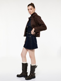 Kemer Detaylı A Kesim Mini Denim Etek