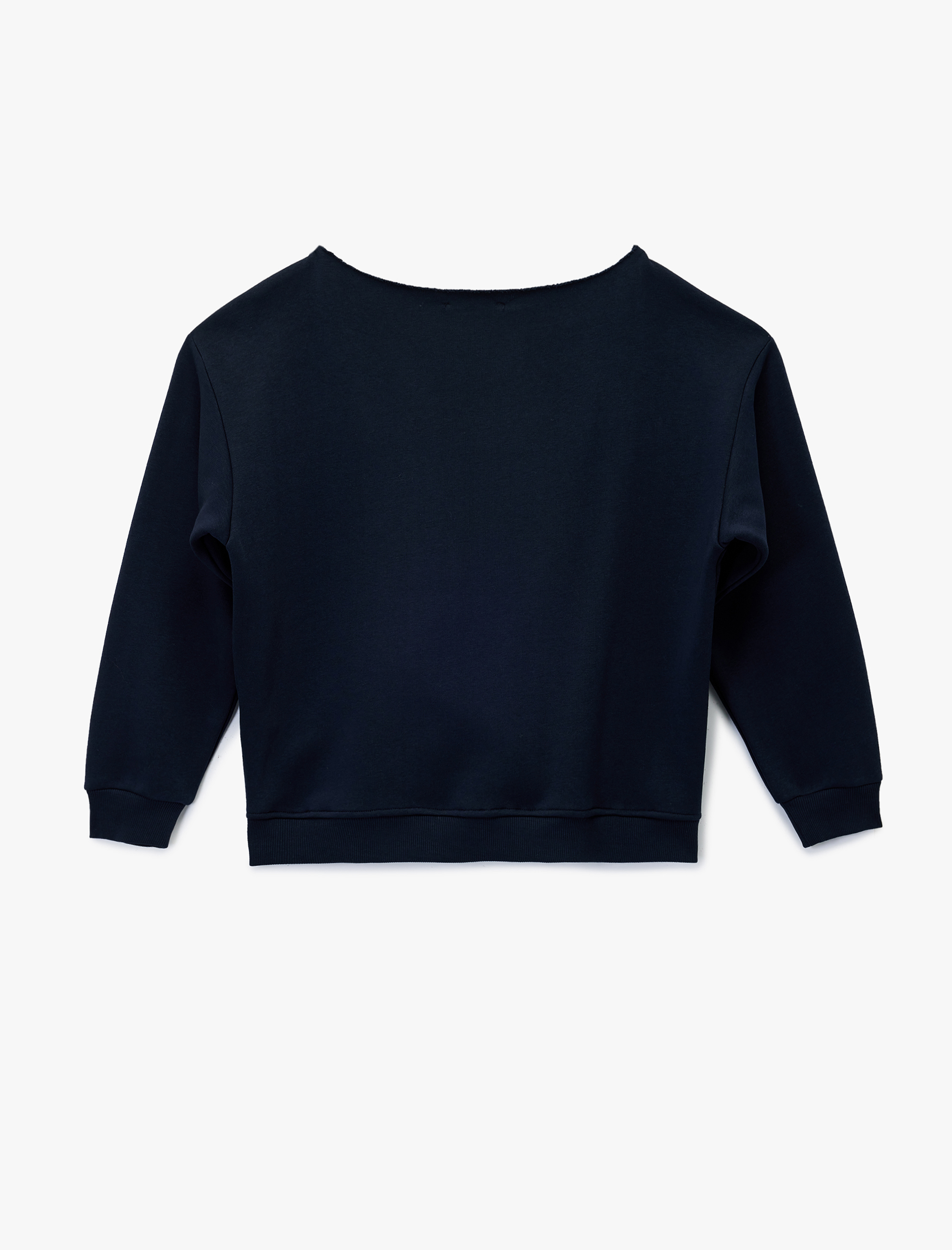   Nakışlı Şardonlu Kanguru Cepli Kayık Yaka Oversize Sweatshirt