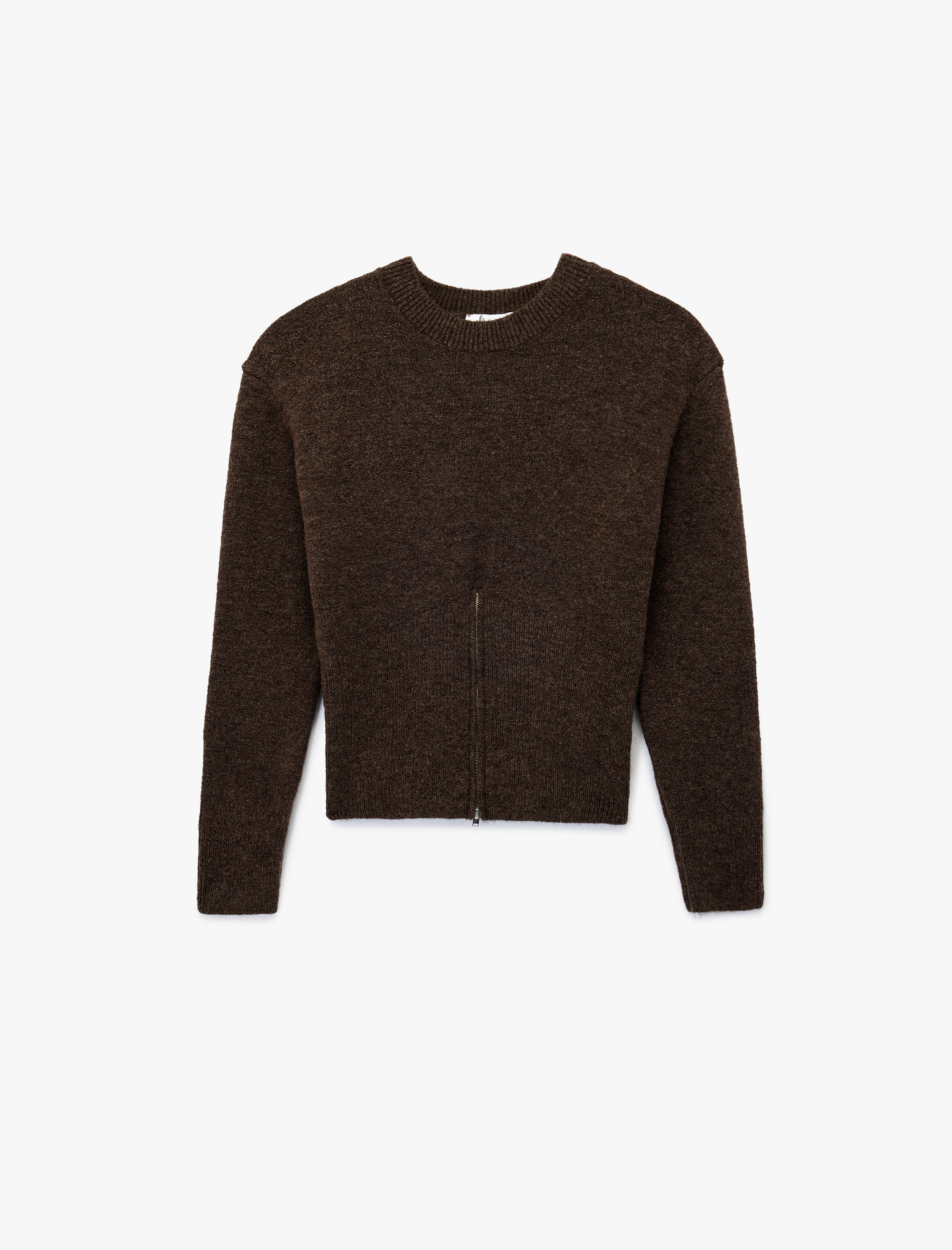   Uzun Kollu Bisiklet Yaka Fermuar Detaylı Triko Kazak