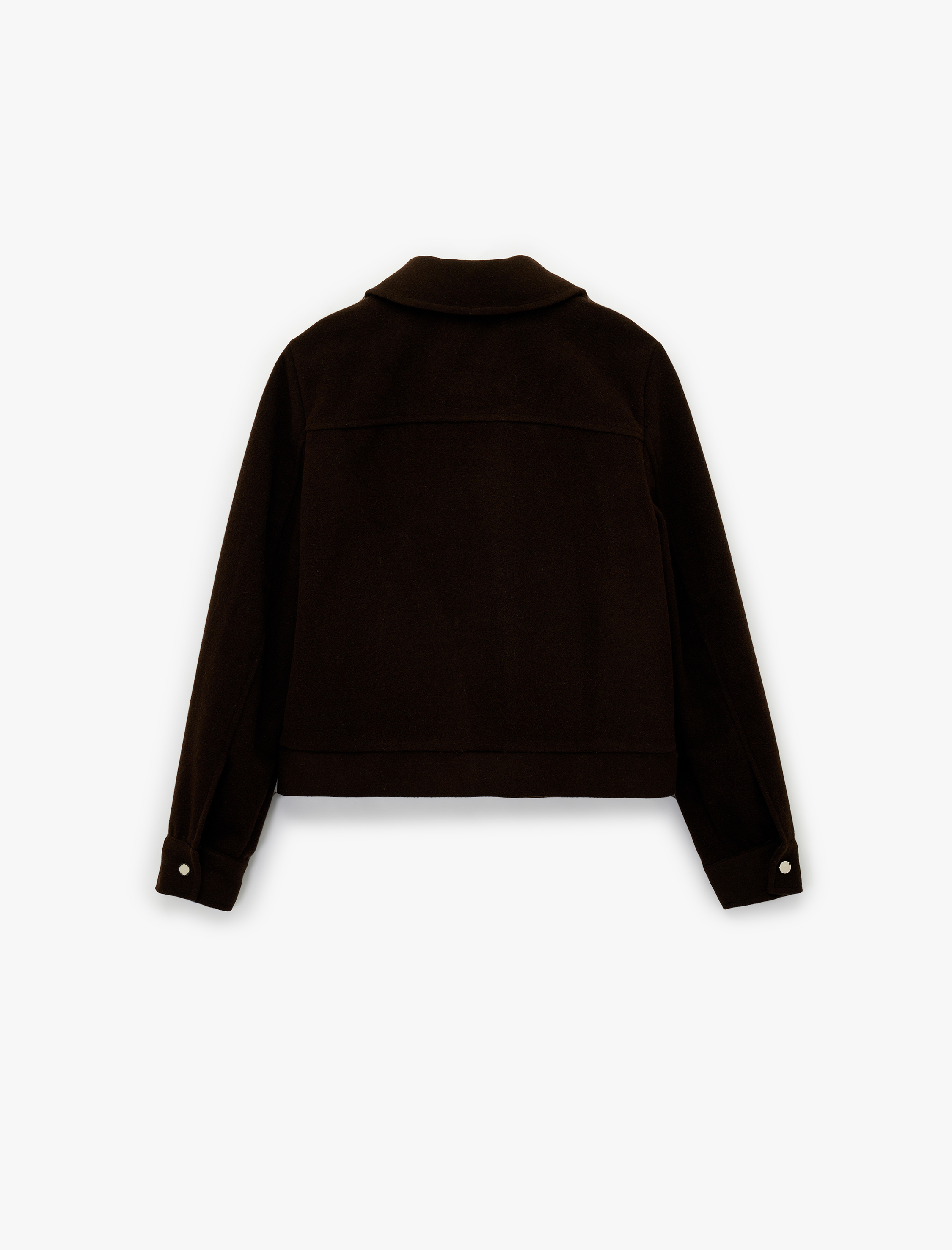   Uzun Kollu Klasik Yaka Cep Detaylı Oversize Fermuarlı Ceket