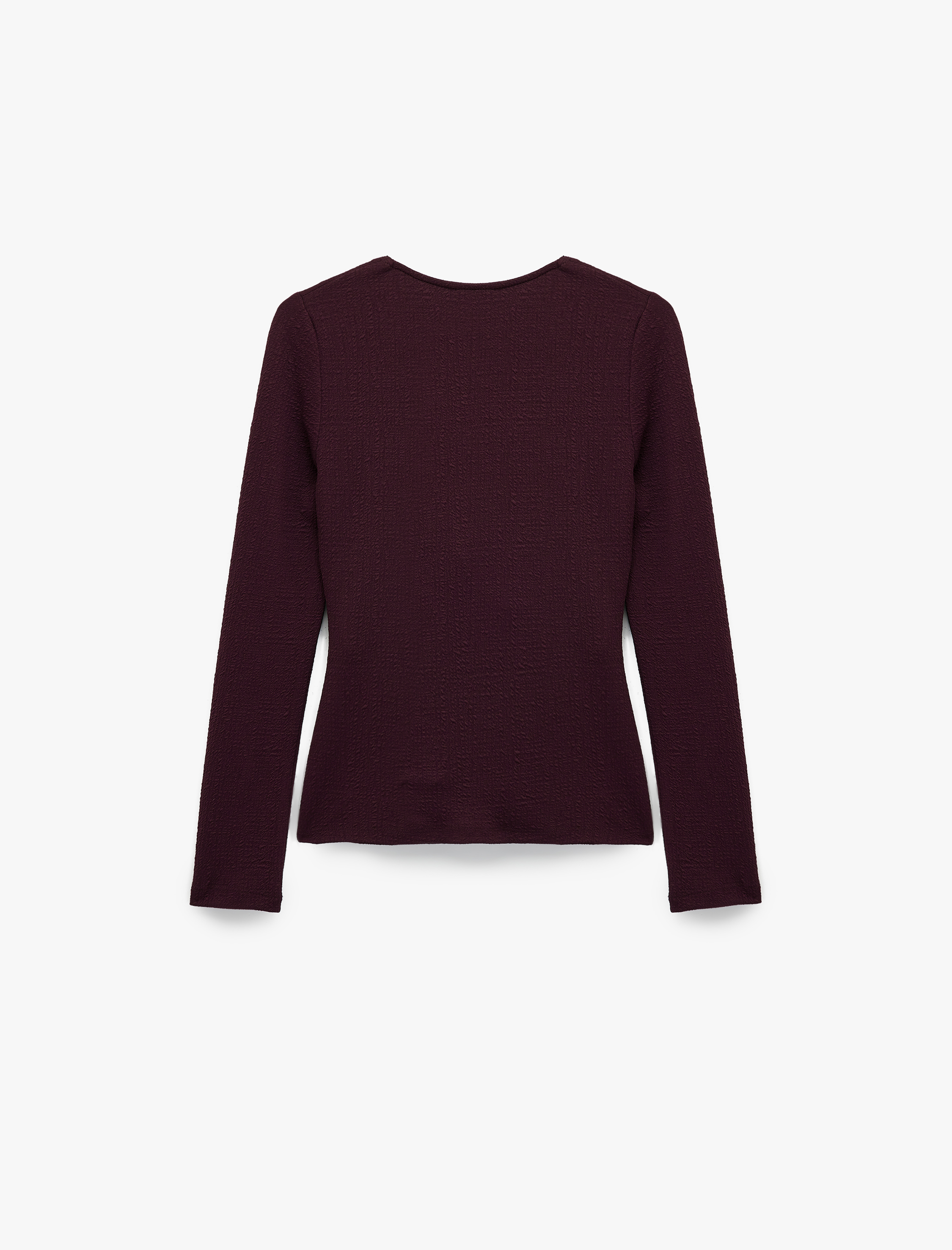   Metal Aksesuarlı Uzun Kollu Slim Fit Bürümcük Kruvaze Yaka Bluz