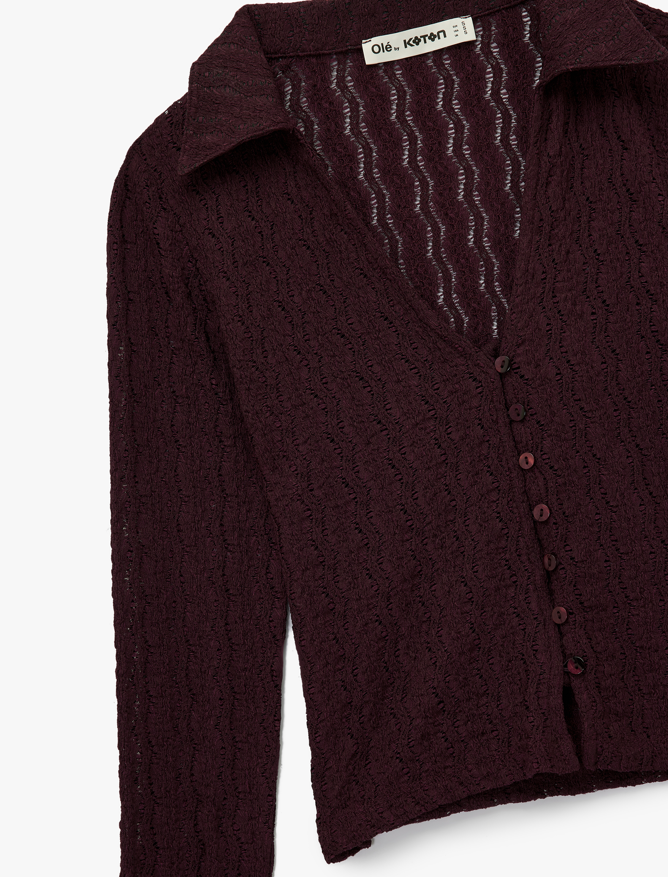   Ajurlu Düğmeli Uzun Kollu Polo Yaka Tişört