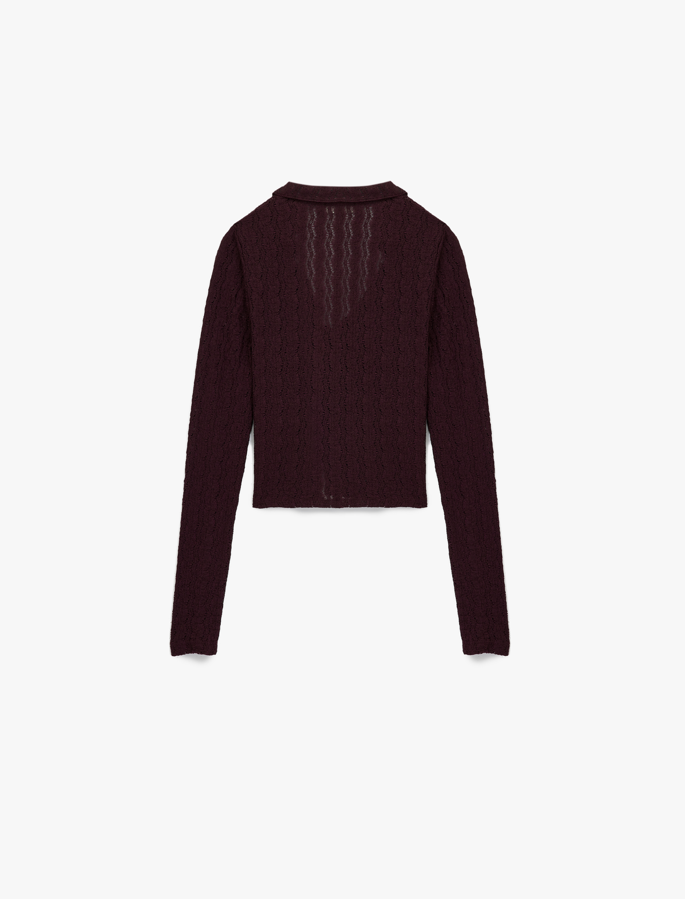   Ajurlu Düğmeli Uzun Kollu Polo Yaka Tişört