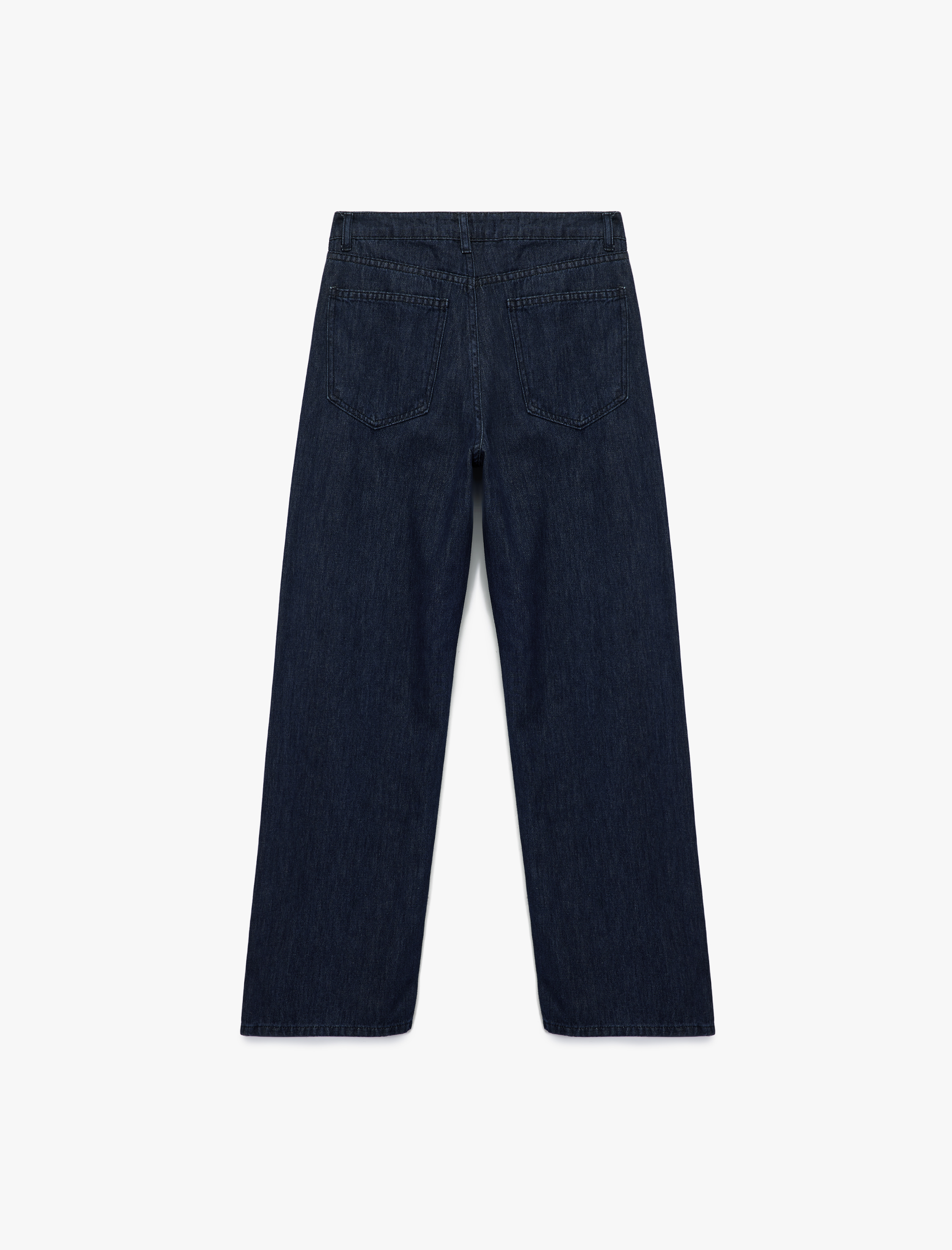   Pamuklu Rahat Kalıp Düz Paça Taşlı Jean Pantolon - Loose Straight Fit Jean