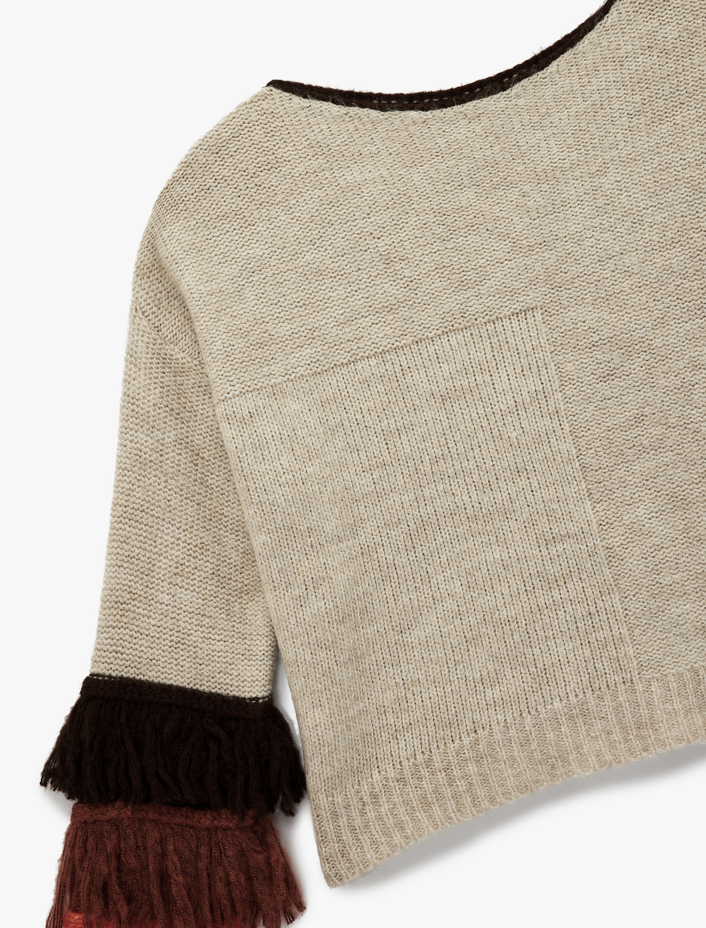   Çok Renkli Püsküllü Uzun Kollu Bisiklet Yaka Triko Kazak