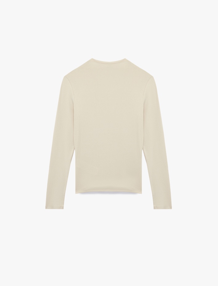  Dik Yaka Slim Fit Modal Karışımlı Basic Uzun Kollu Tişört