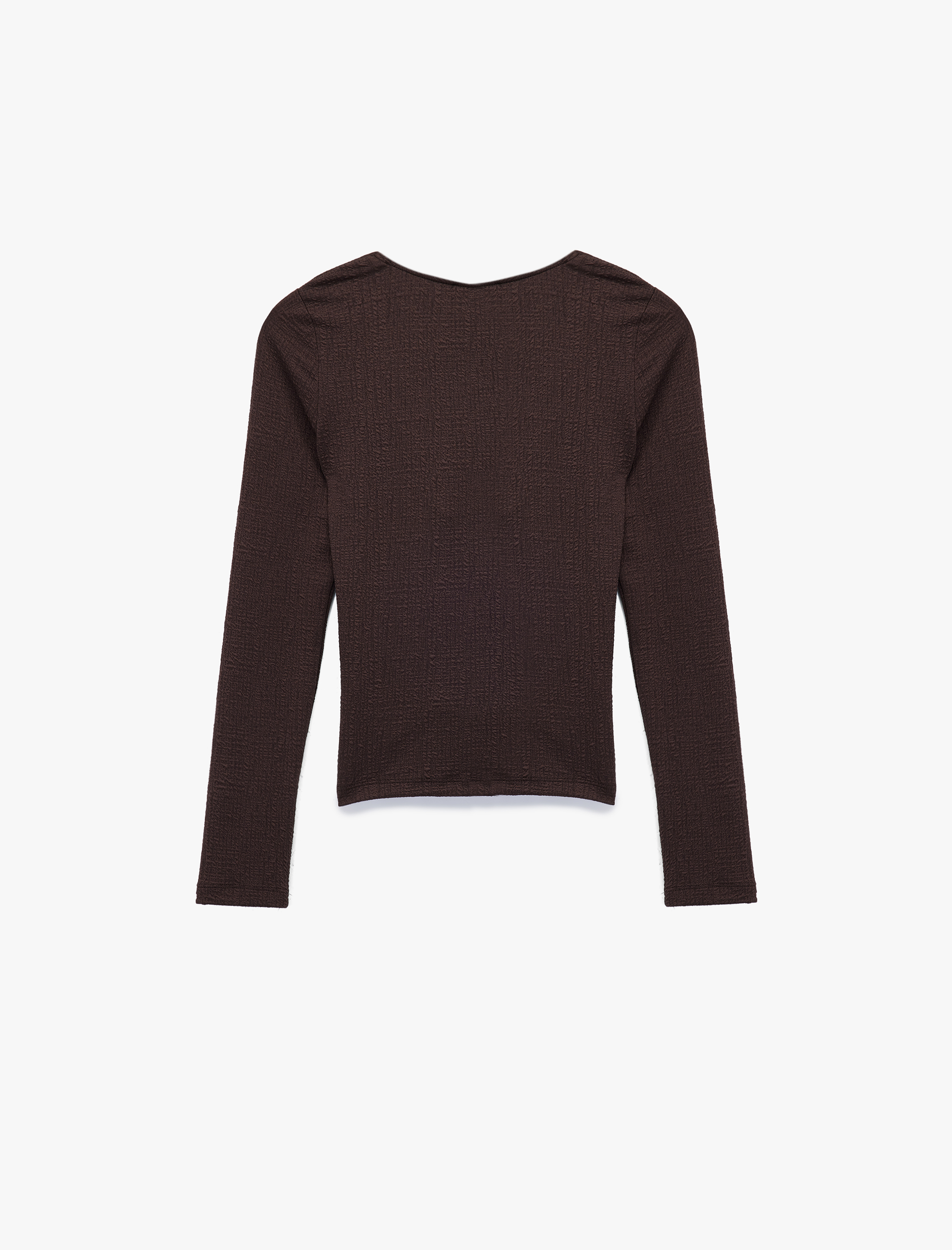   Metal Aksesuarlı Uzun Kollu Slim Fit Bürümcük Kruvaze Yaka Bluz