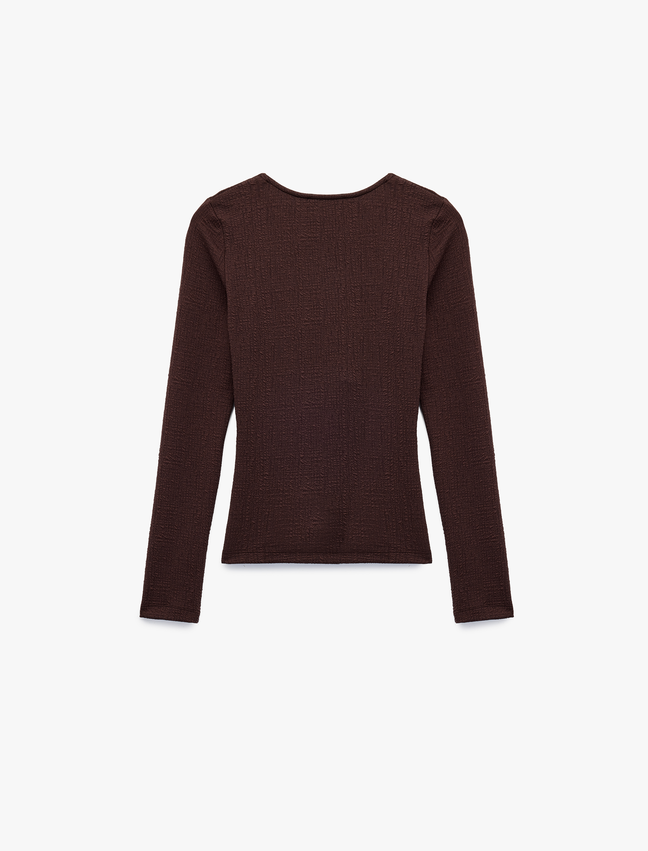   Metal Aksesuarlı Uzun Kollu Slim Fit Bürümcük Kruvaze Yaka Bluz