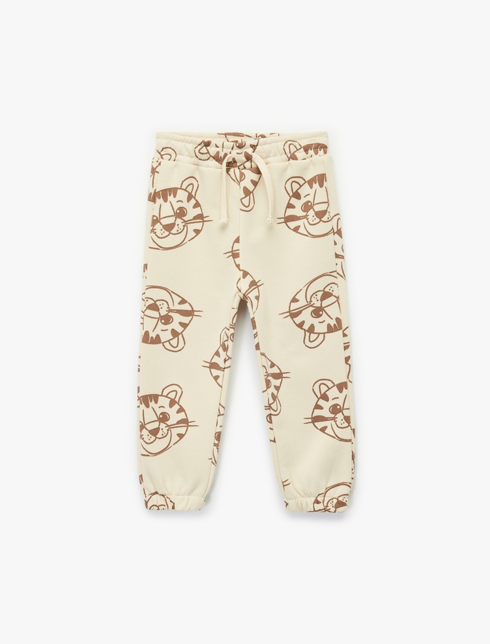 Erkek Bebek Pamuk Karışımlı Beli Bağcıklı Baskılı Jogger Eşofman Altı