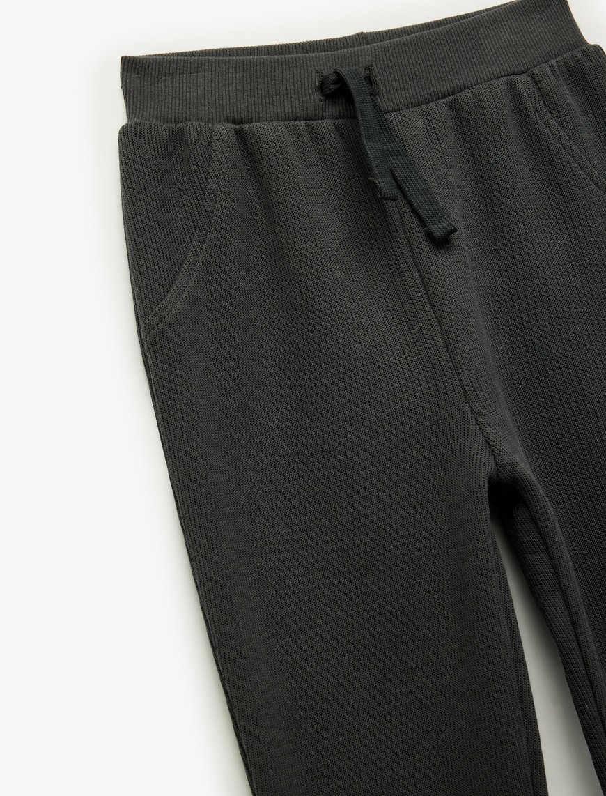  Erkek Bebek Pamuklu Şardonlu Beli Lastikli Basic Jogger Eşofman Altı
