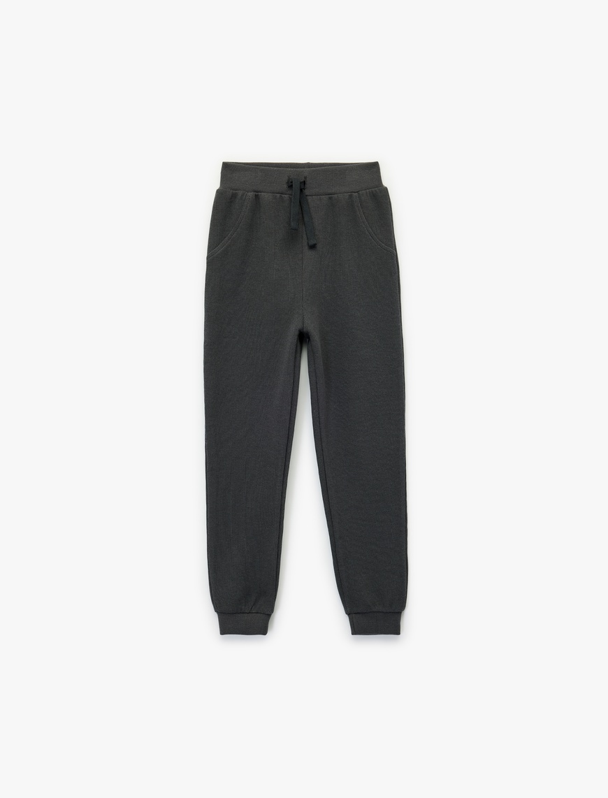  Erkek Bebek Pamuklu Şardonlu Beli Lastikli Basic Jogger Eşofman Altı