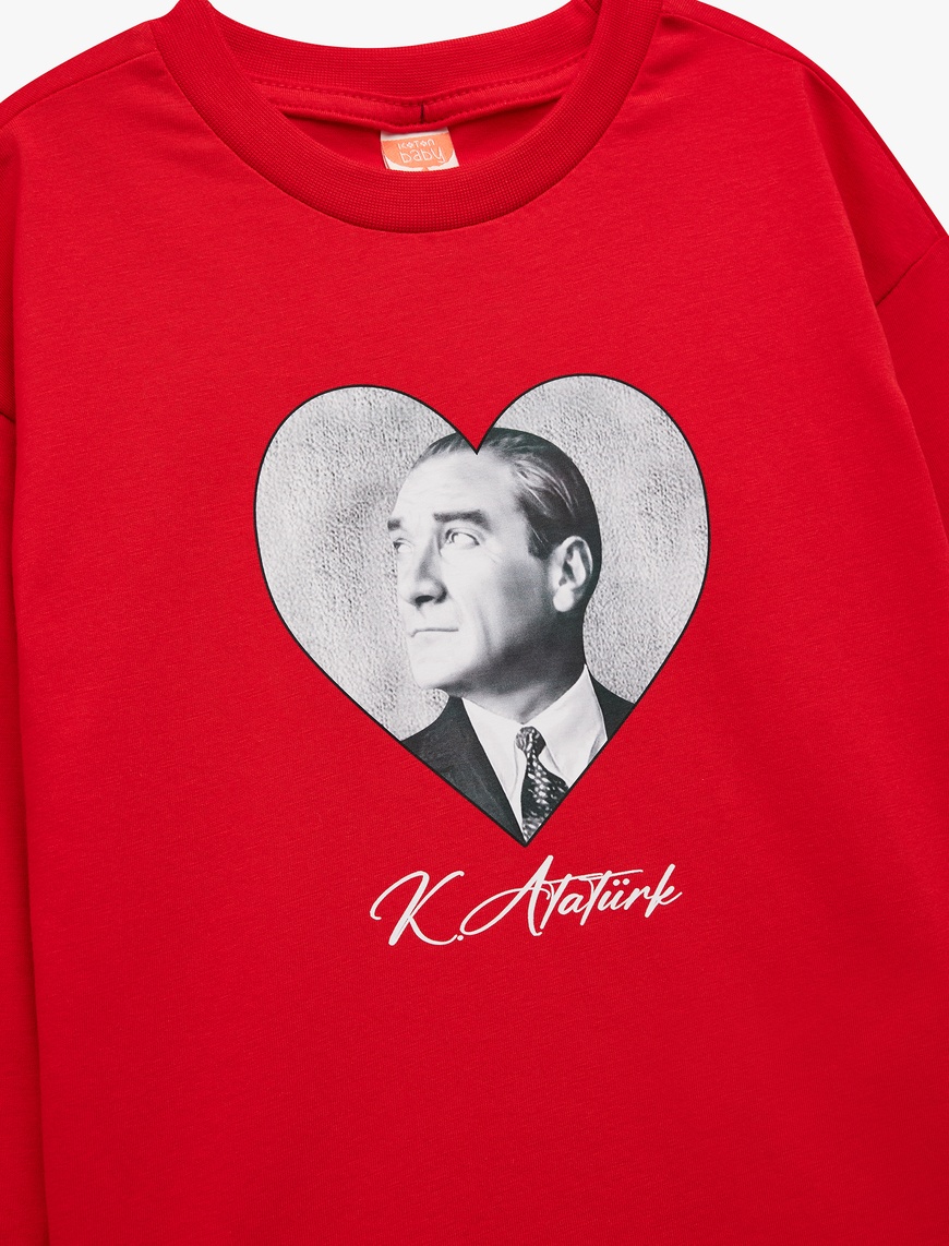  Kız Bebek Pamuklu Uzun Kollu Atatürk Baskılı Tişört