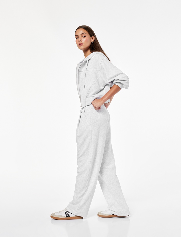  Rahat Kalıp Beli Bağcıklı Cepli Geniş Paça Eşofman Altı