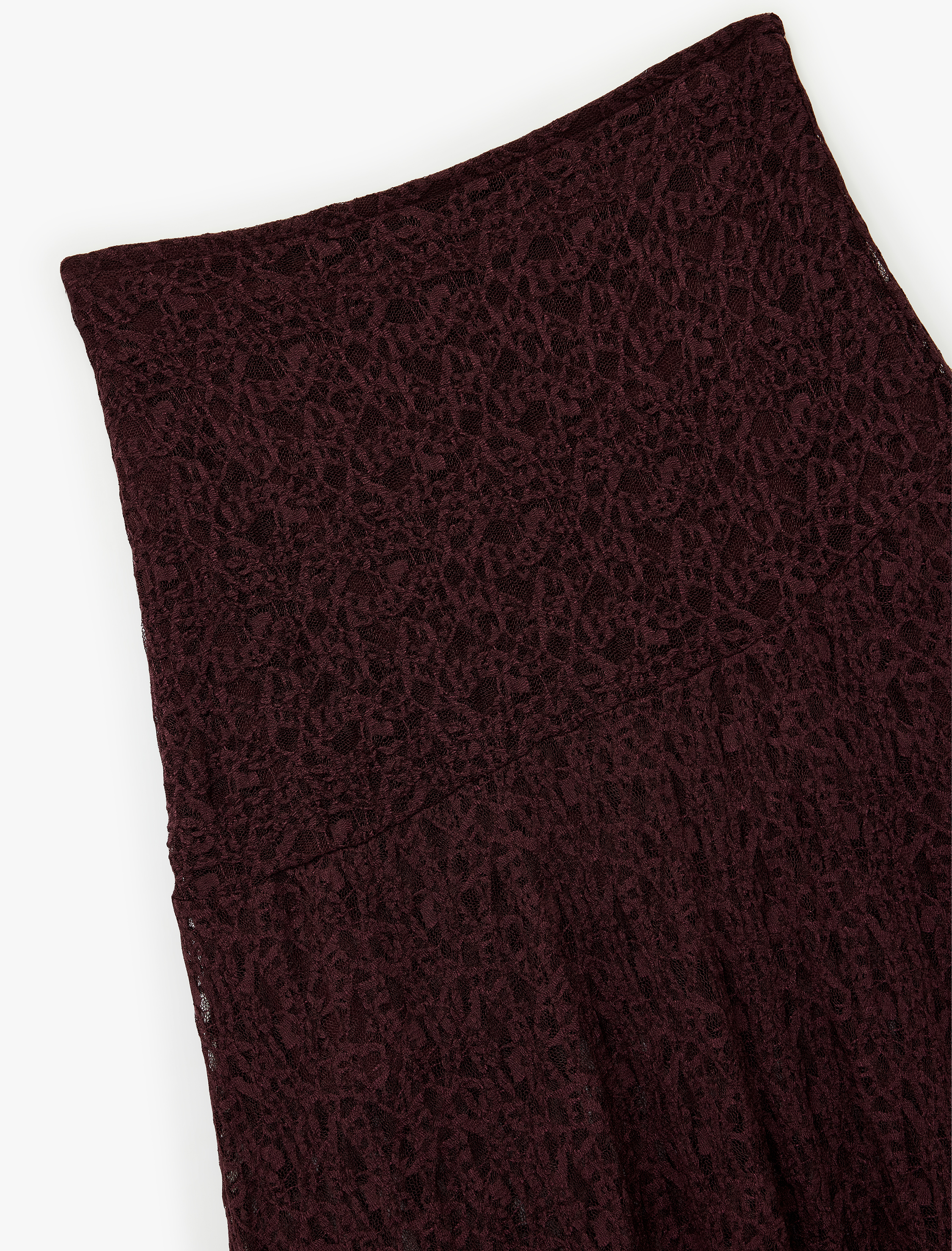   Asimetrik Kesim Yüksek Bel Midi Dantel Etek